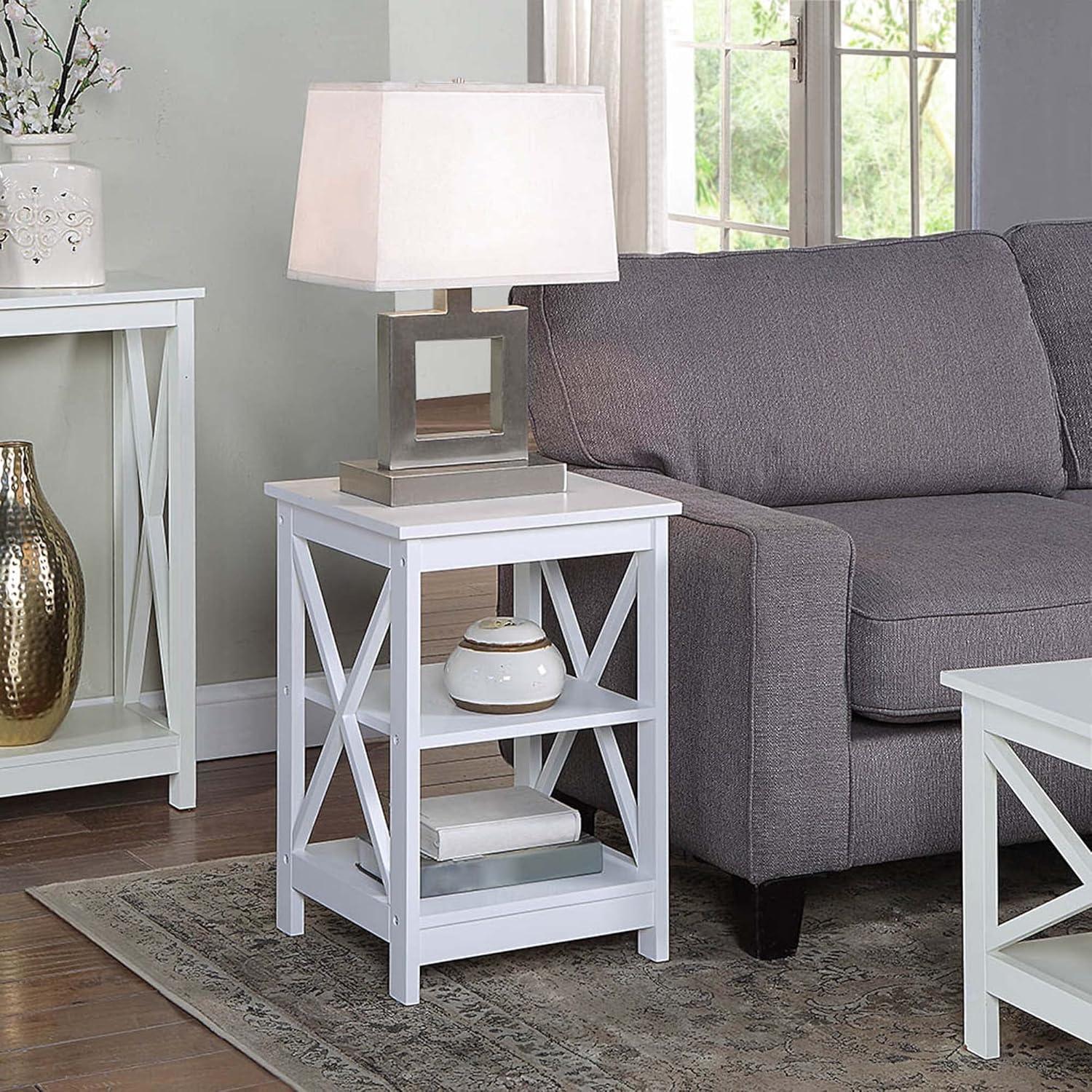 Convenience Concepts Oxford Square End Table in White Wood Finish