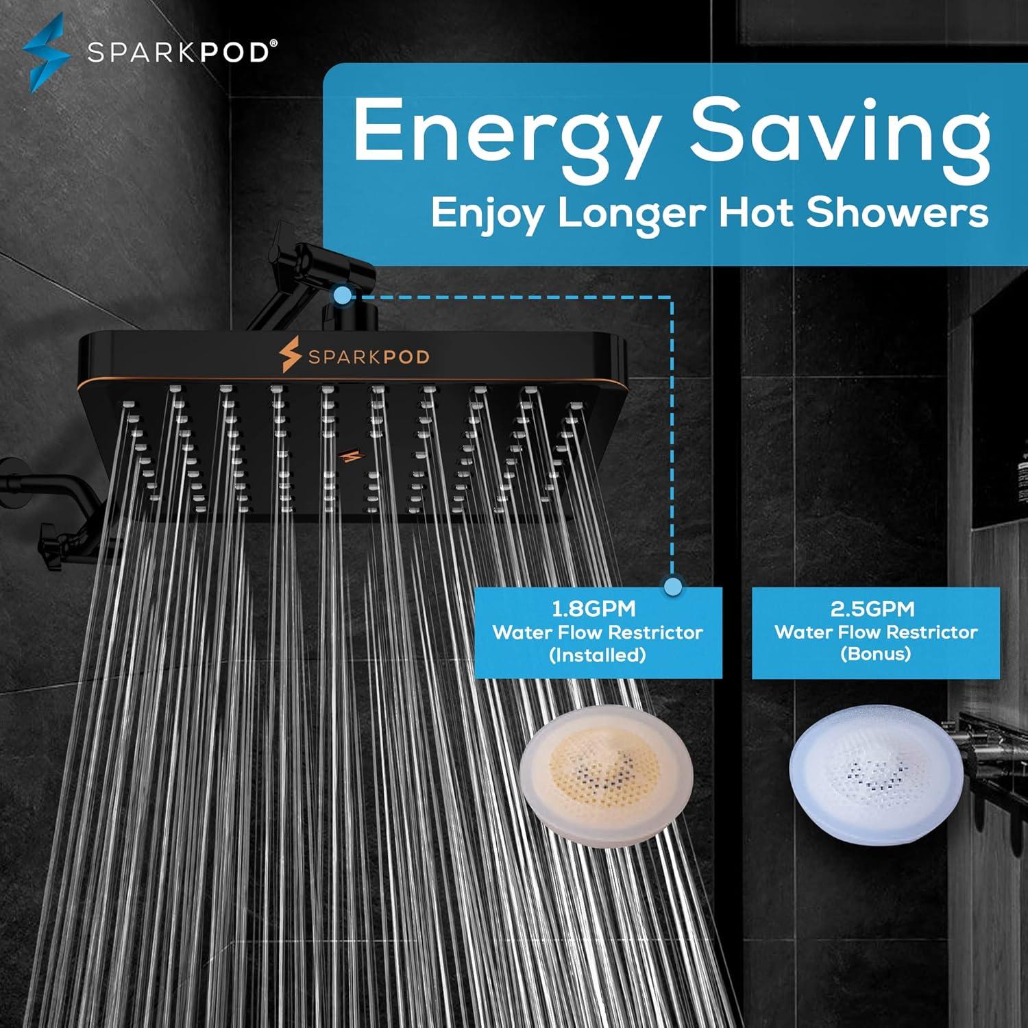 8-Inch Chrome Wall Mounted Rain Shower Head with Filter