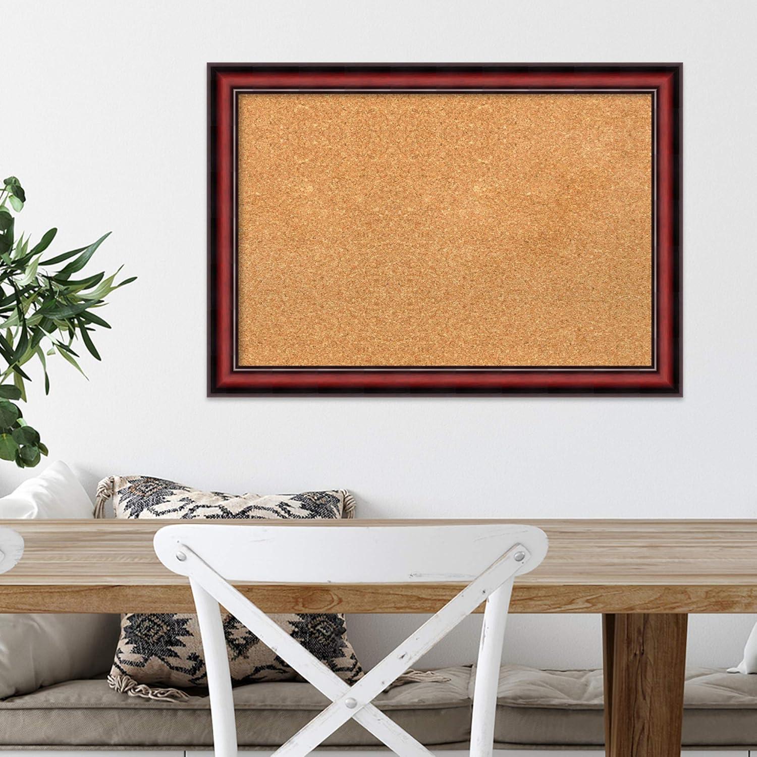 Amanti Art Rubino Cherry Scoop Wood Framed Corkboard, Natural Cork