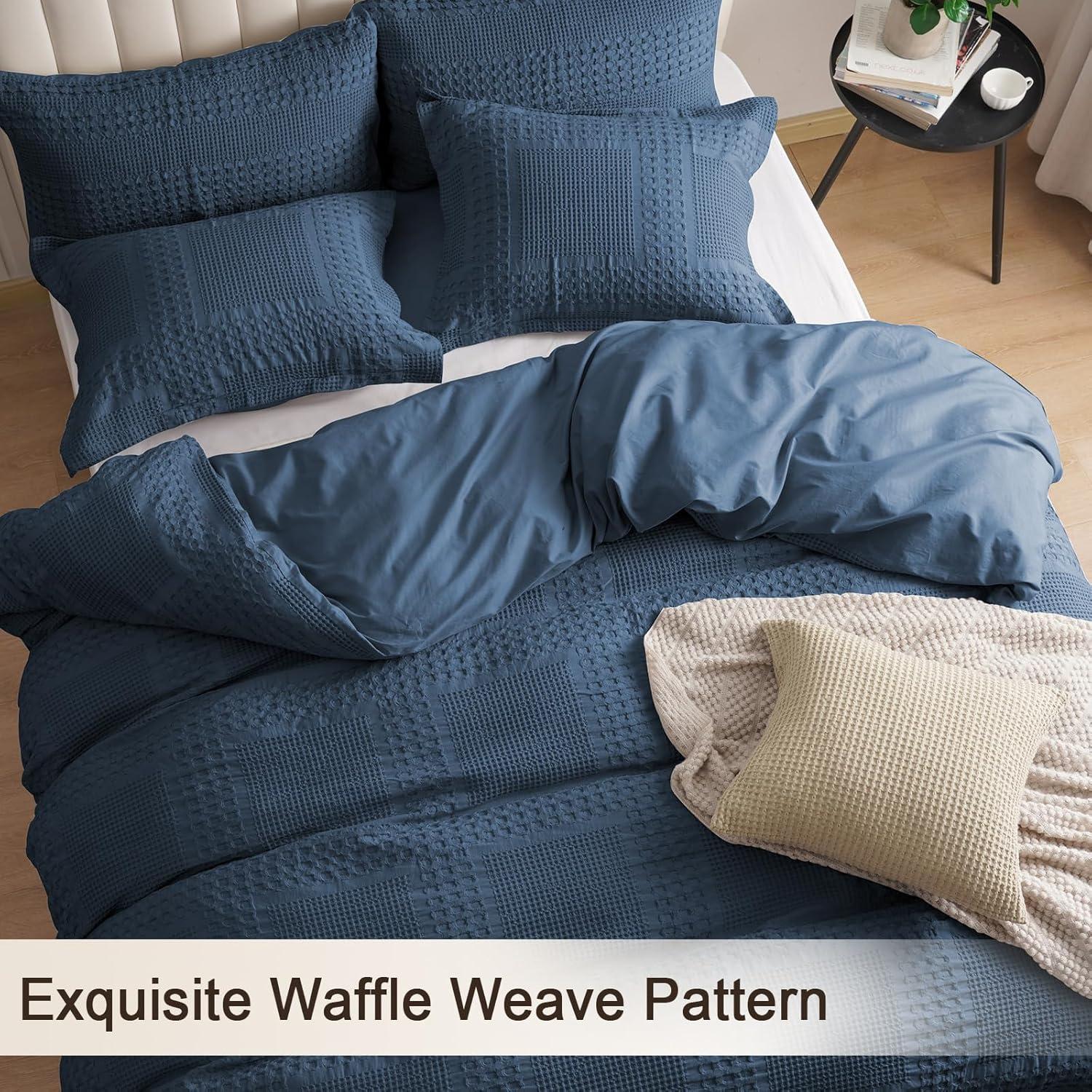 Brielle Home Pierce Waffle 100% Cotton 3 Piece Comforter Set