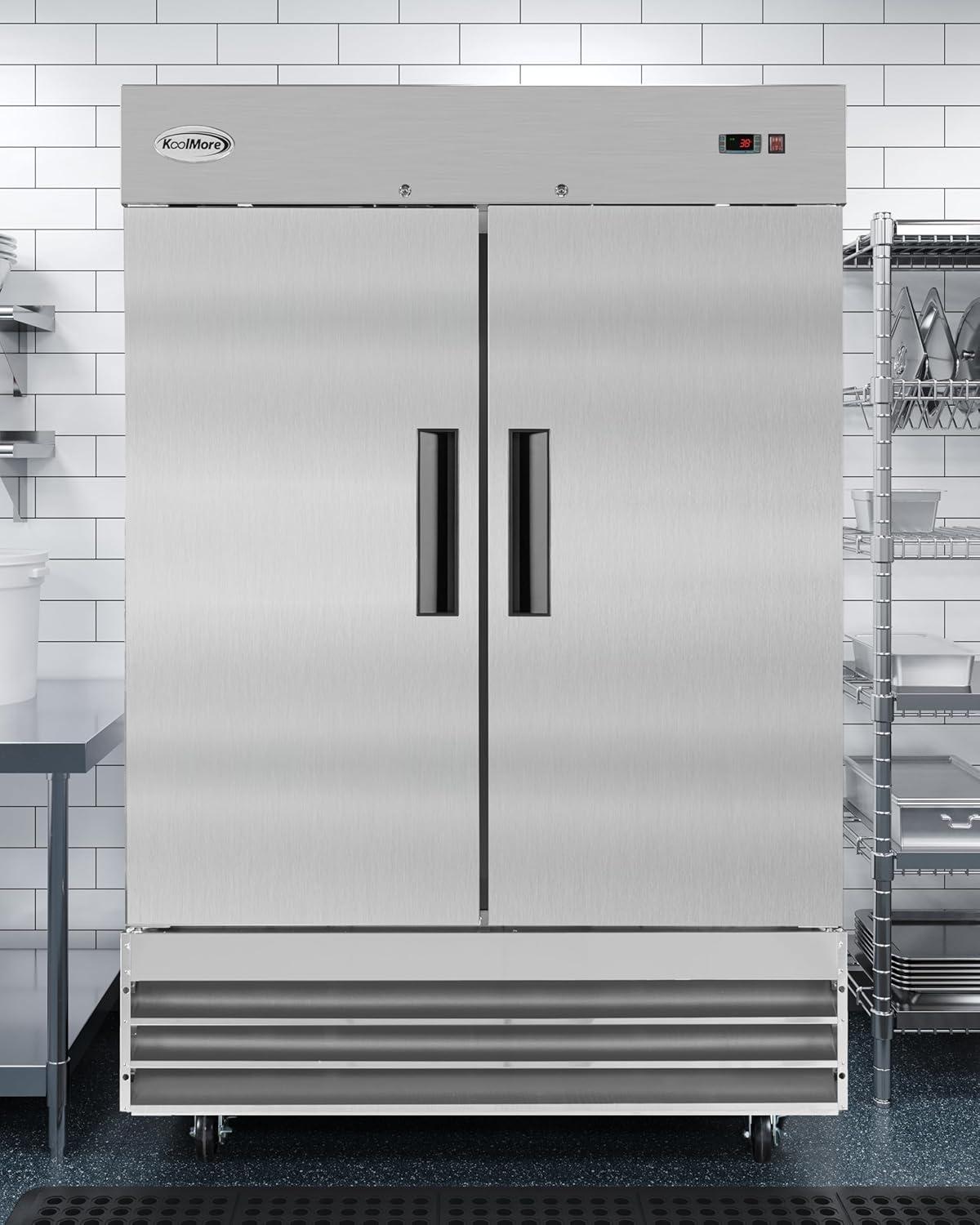 KoolMore 47 cu. ft. Commercial 2 Solid Door Reach In Refrigerator in Stainless Steel