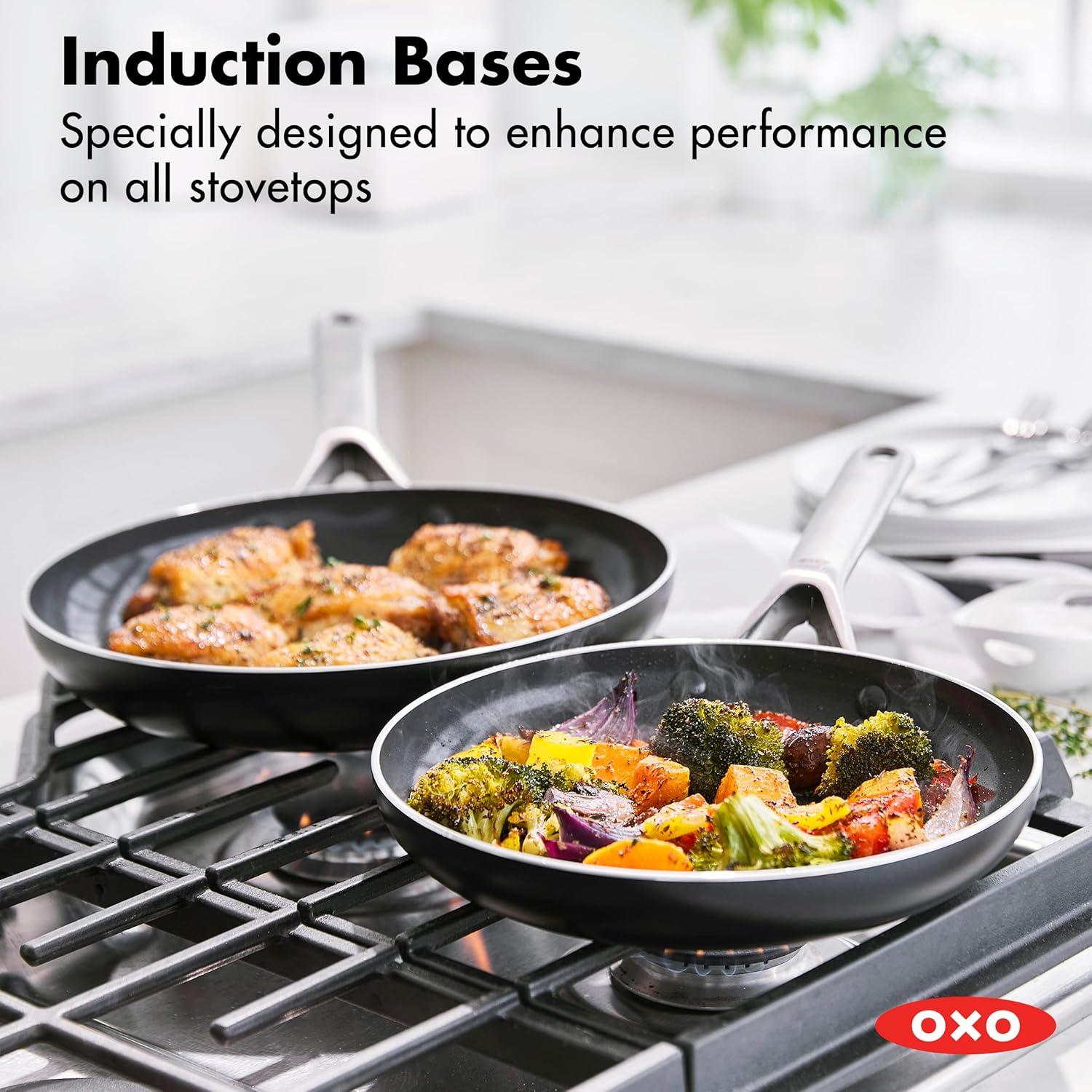 OXO Agility Series 10pc Ceramic Nonstick Aluminum Cookware Set Black: Induction Compatible, Dishwasher-Safe, Lifetime Warranty