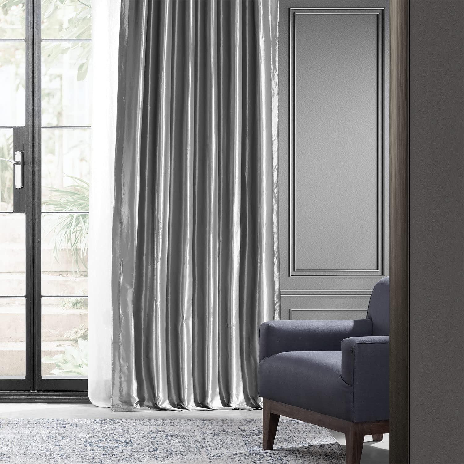 Platinum Blackout Faux Silk Taffeta Curtain (1 Panel), Platinum, 50W X 84L