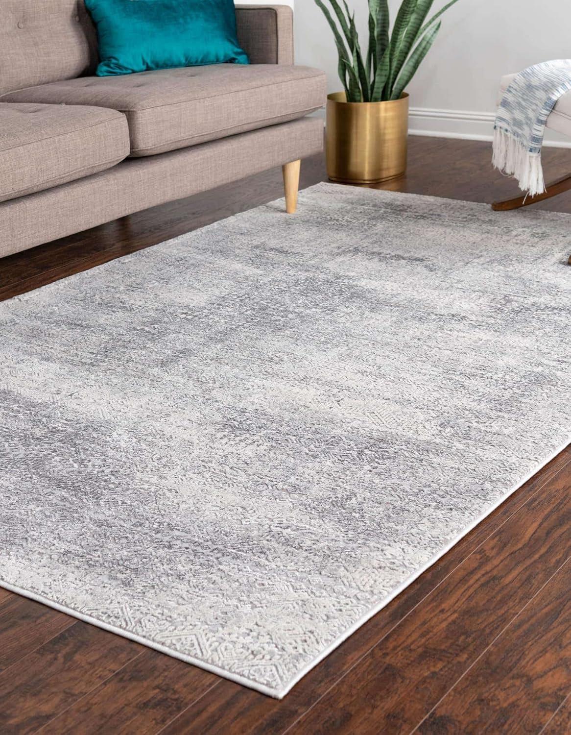 Unique Loom Finsbury Collection Area Rug - Sarah (6'  x 9' Rectangle Gray/Ivory)