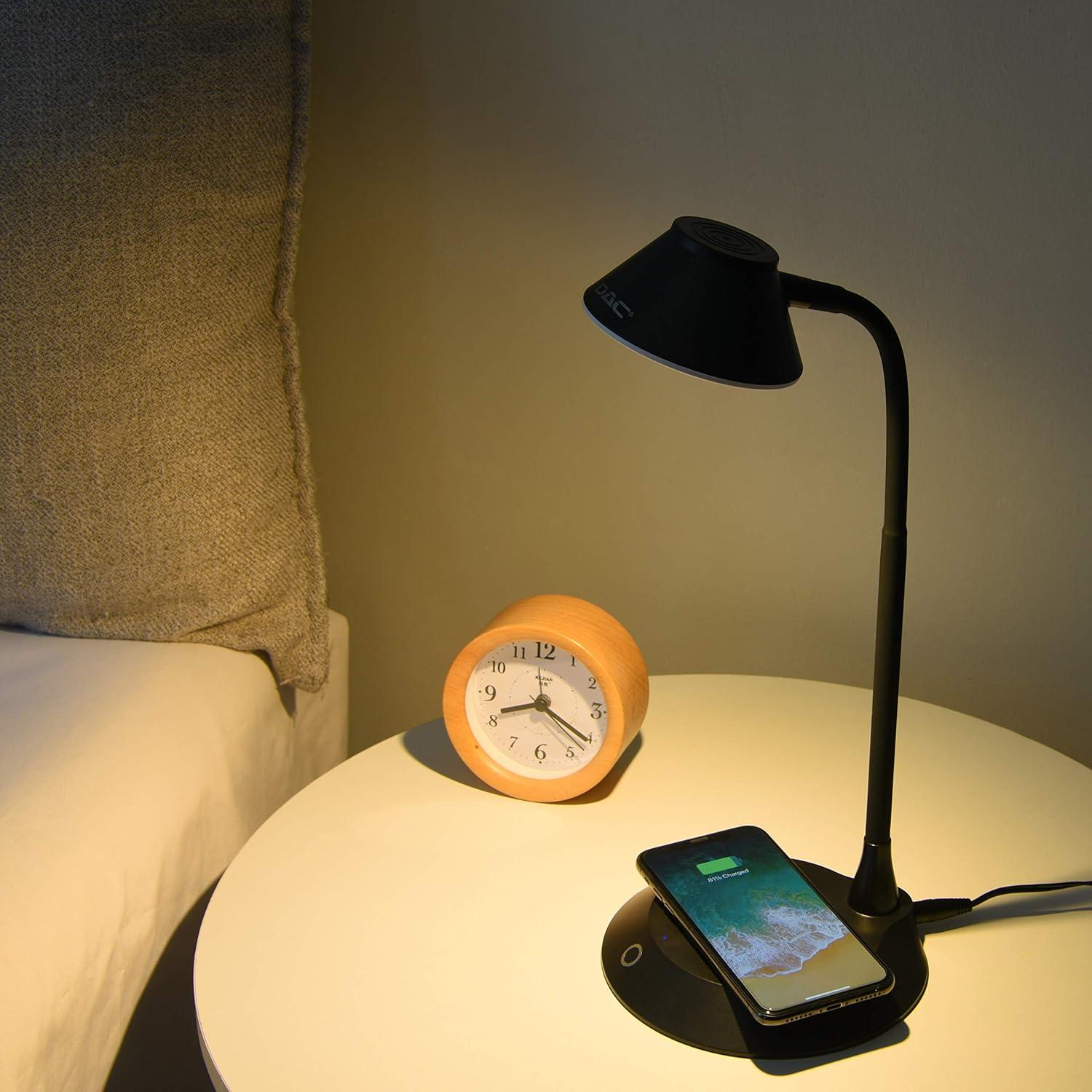 Black Adjustable LED Desk Lamp with Wireless Charger