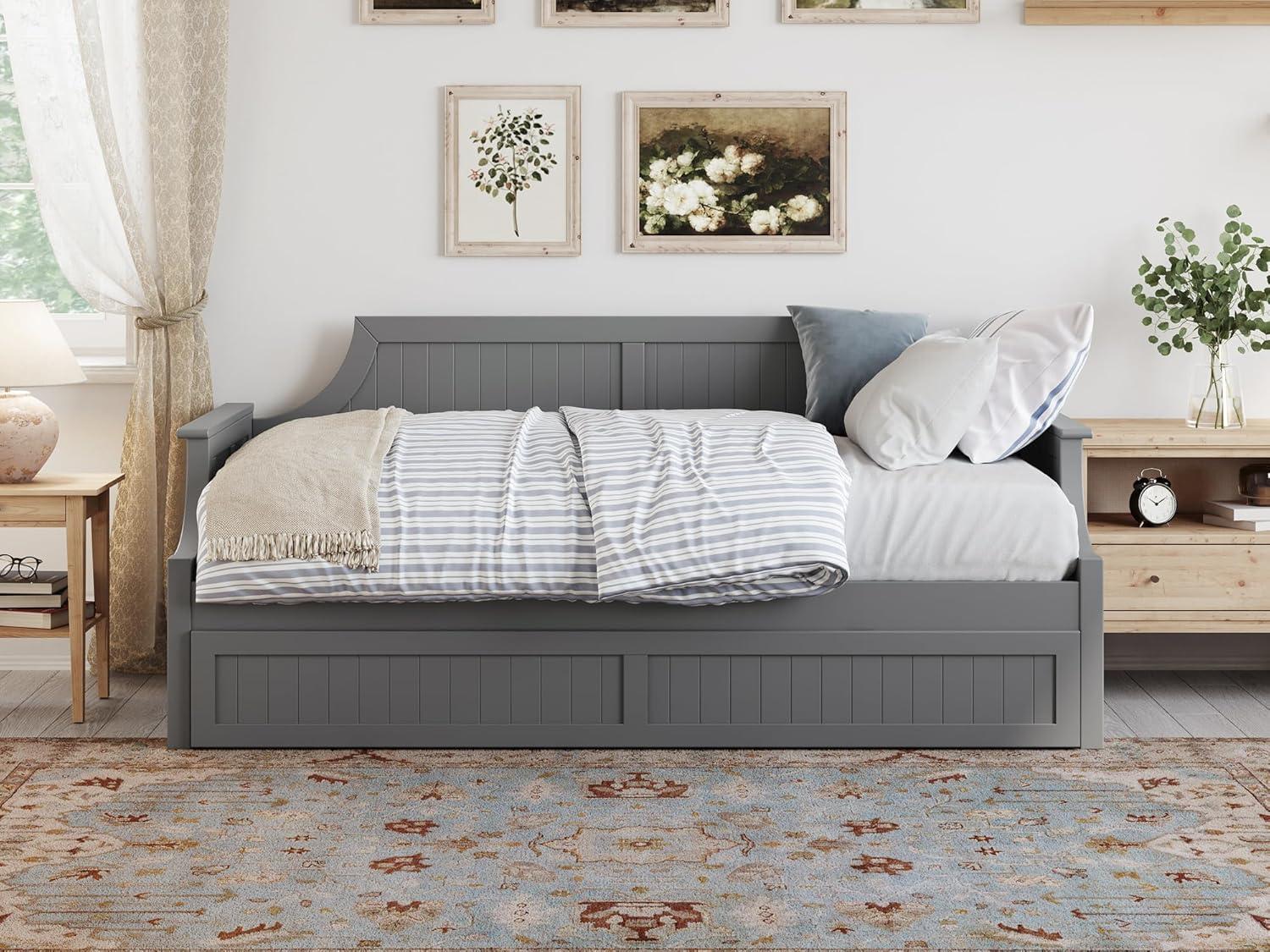 Cambridge Gray Twin Wood Daybed with Trundle and Storage