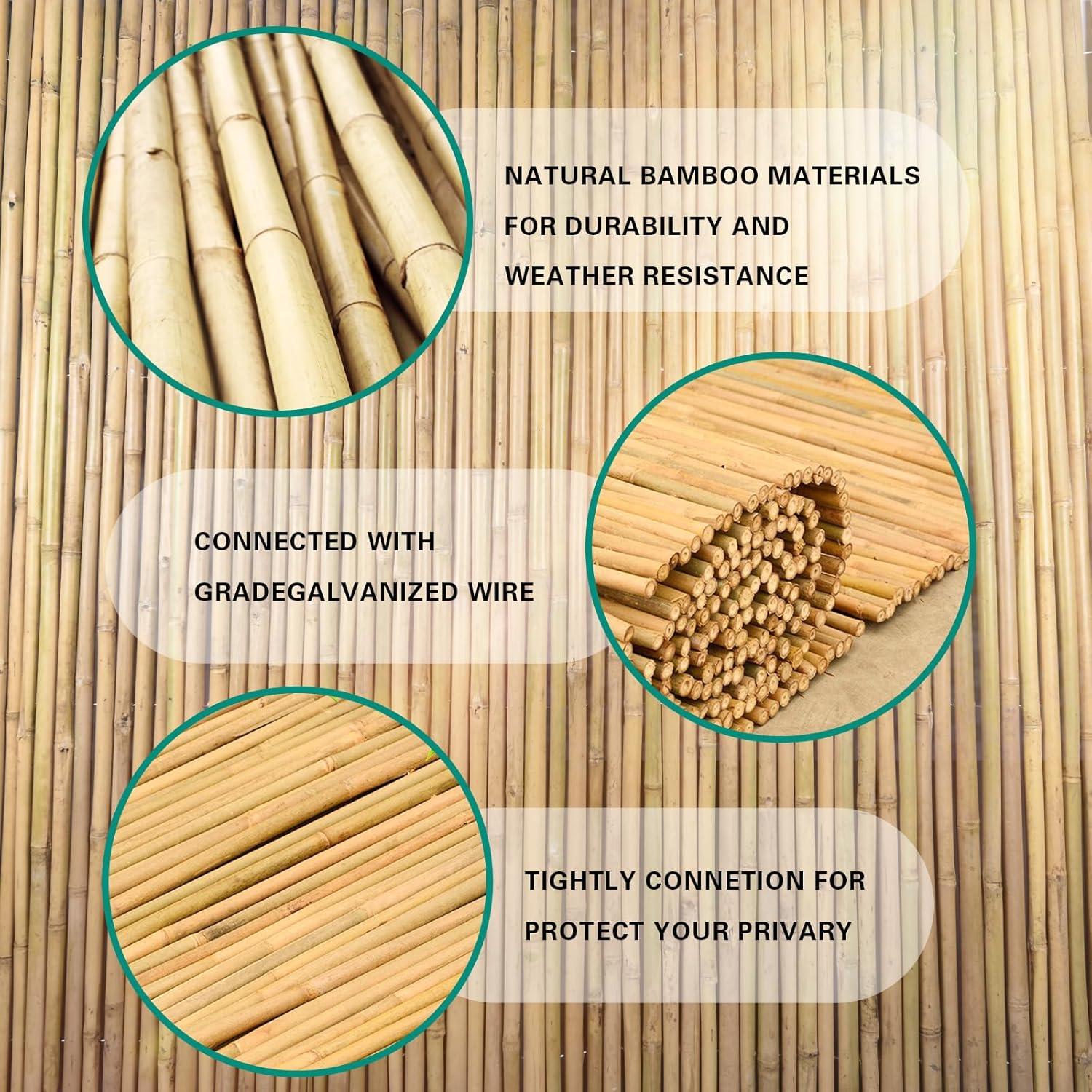 Backyard X-Scapes Natural Bamboo Fencing Decorative No Dig Fence Panels 3/4" D
