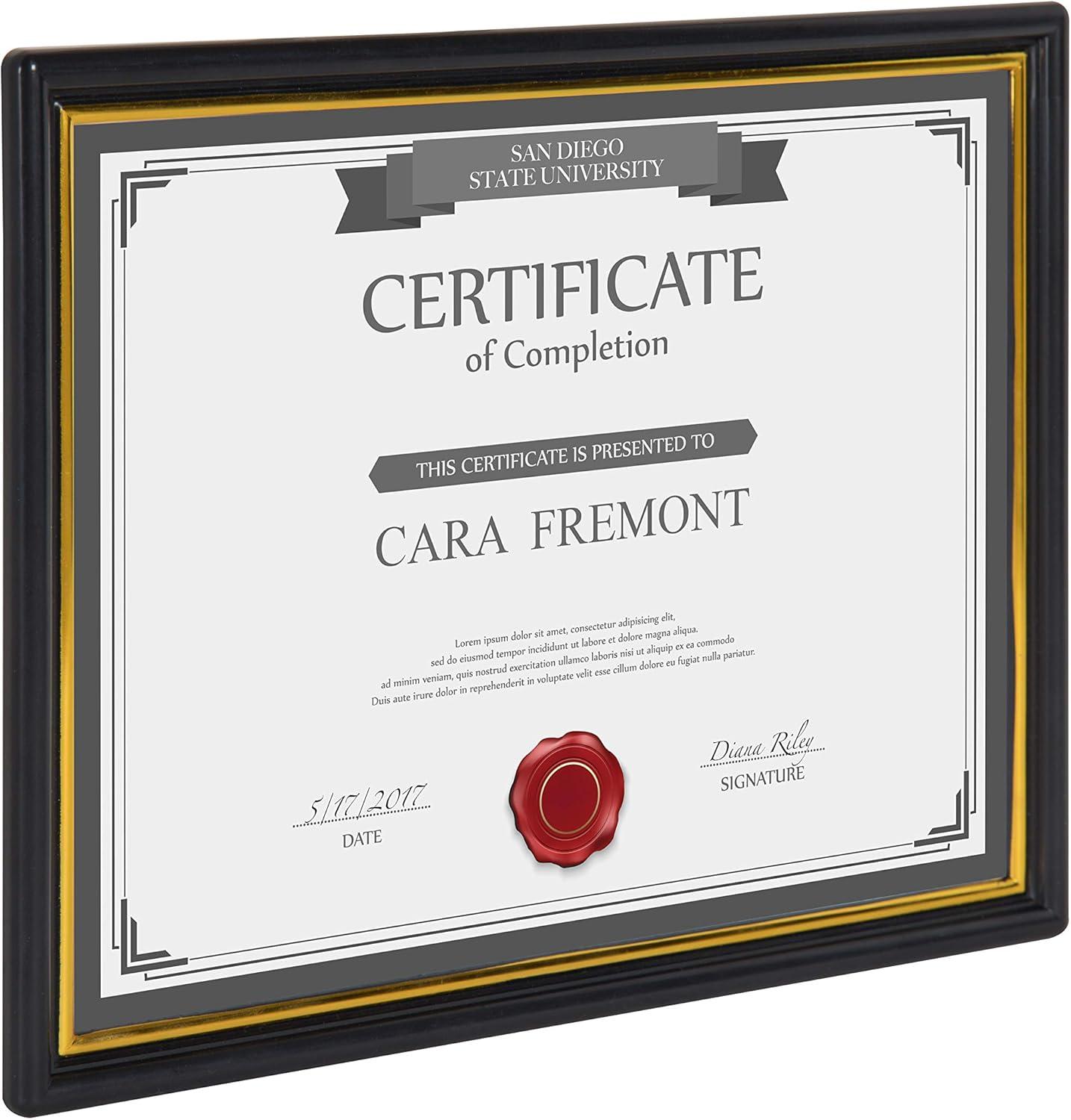 DesignOvation Corporate Document Frame Made to Display Standard Certificates, Black 8.5x11, Set of 12 Ready To Use Horizontally or Vertically
