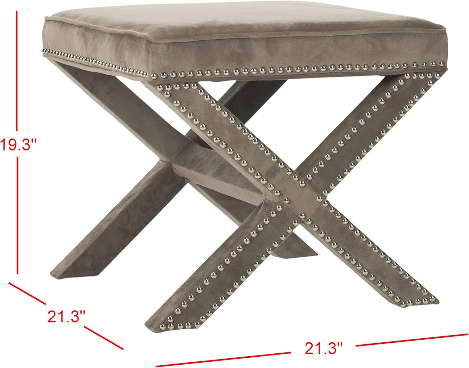 Palmer Ottoman with Nail Heads  - Safavieh