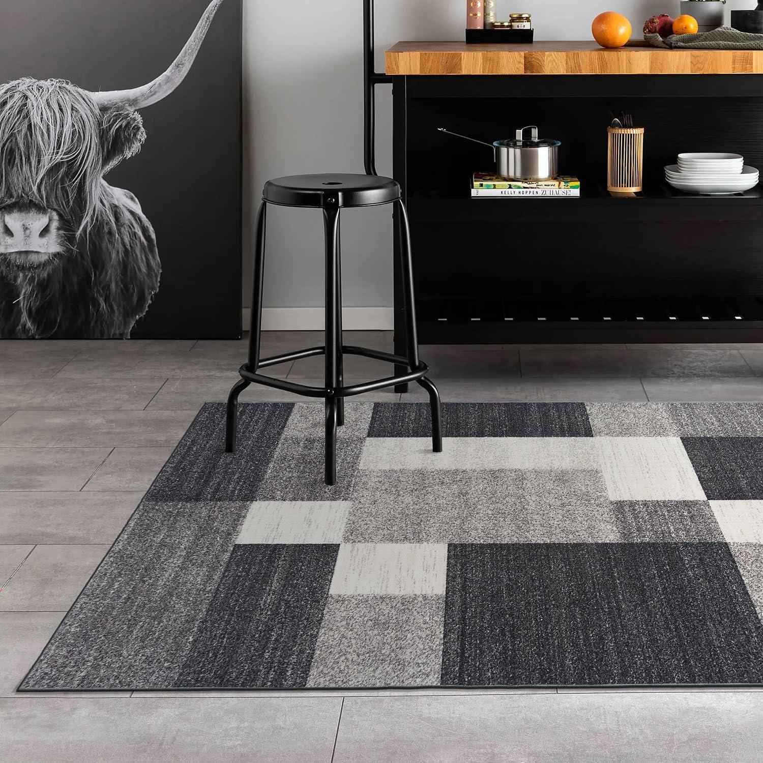 World Rug Gallery Modern Boxes Design Non-slip (Non-skid) Area Rug