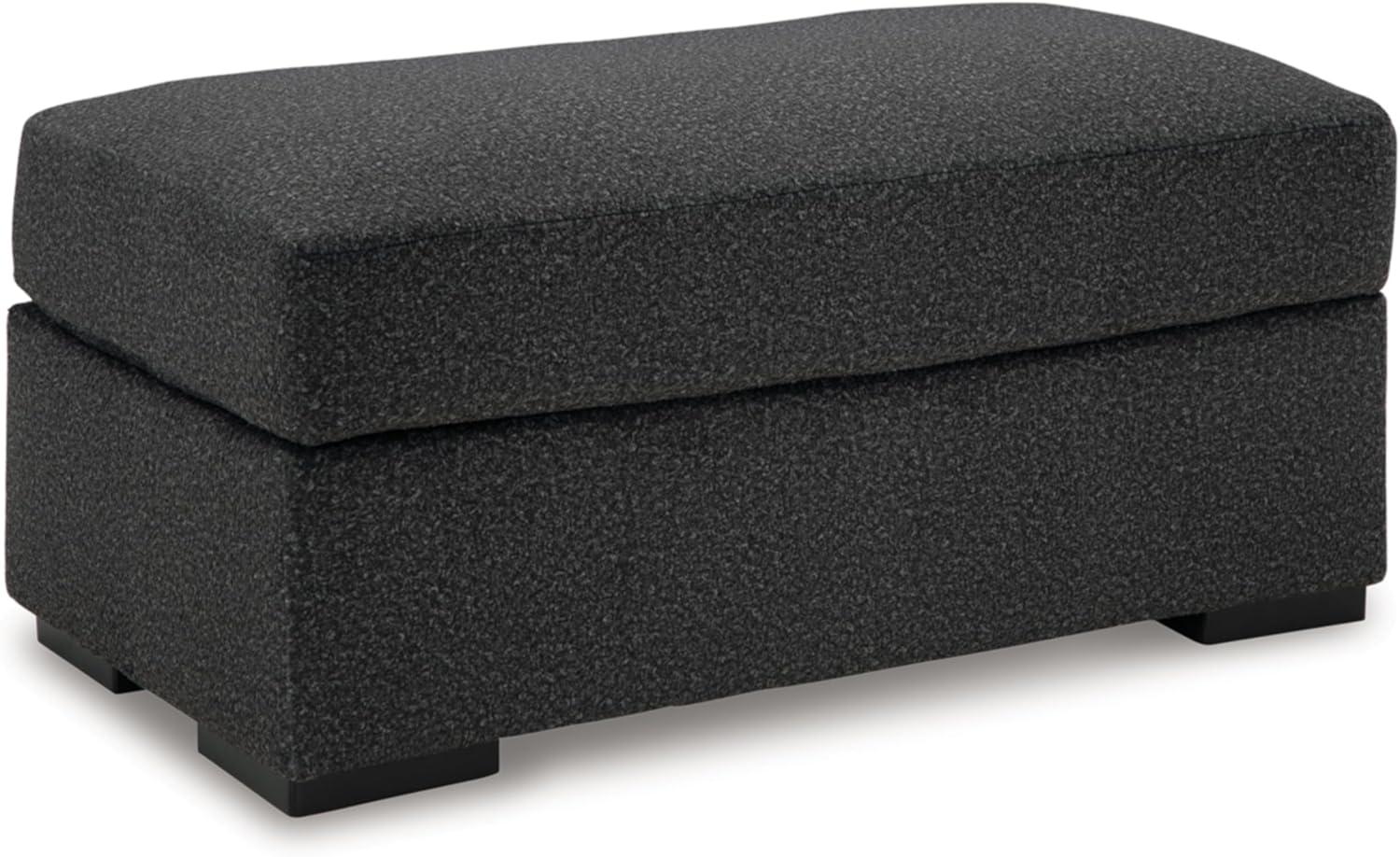 Black Polyester Upholstered Storage Ottoman Pouf