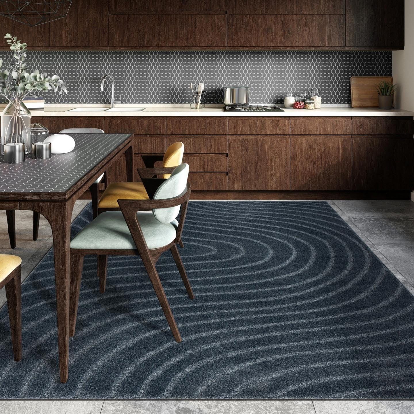 Luxe Weavers Modern Geometric Wave Anthracite 8x10 Area Rug