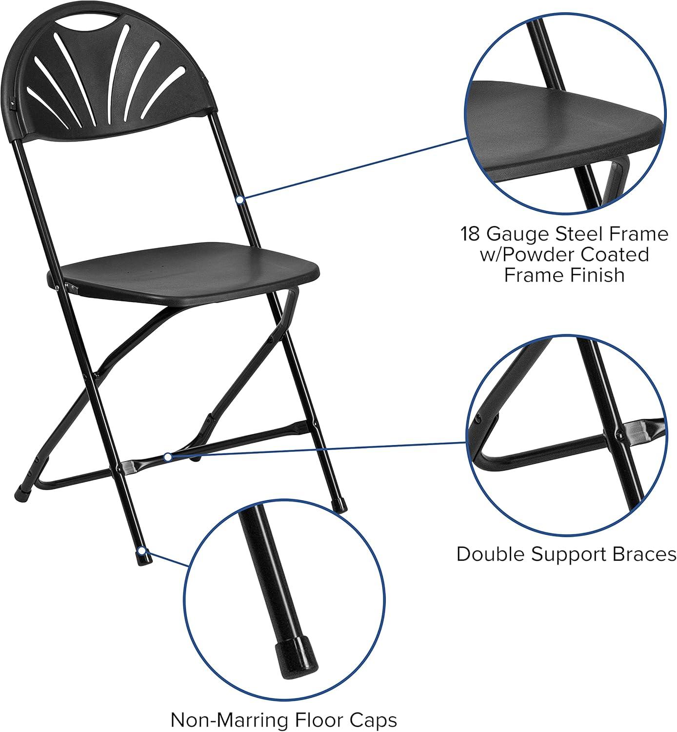 Joaquin Plastic Fan Back Folding Event Chairs with Carrying Handles