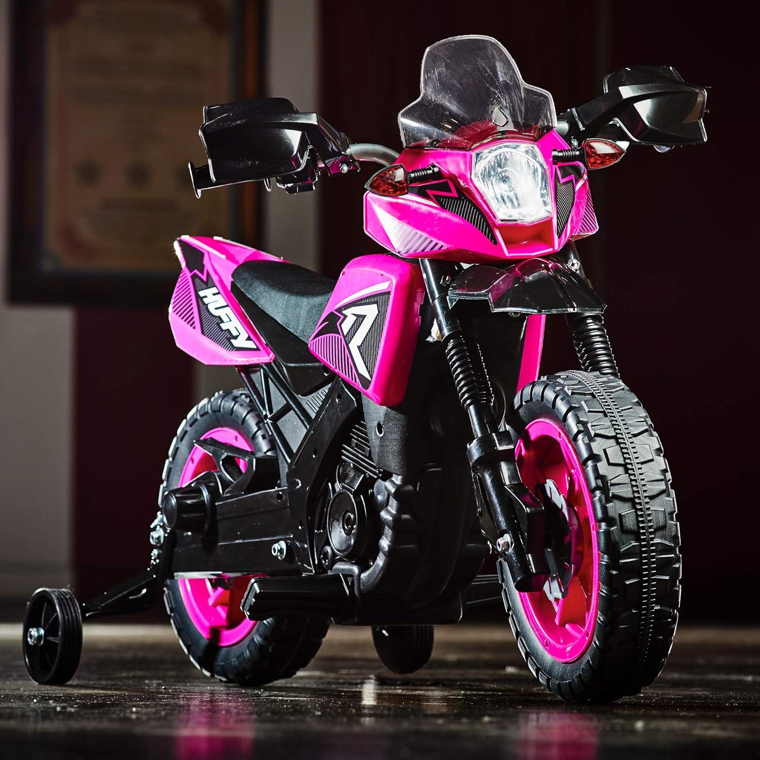 Huffy 6V Motorcycle Kids' Battery Ride-On, Fits Riders 3 to 7 Years Old, Hot Pink, Child, Girl's