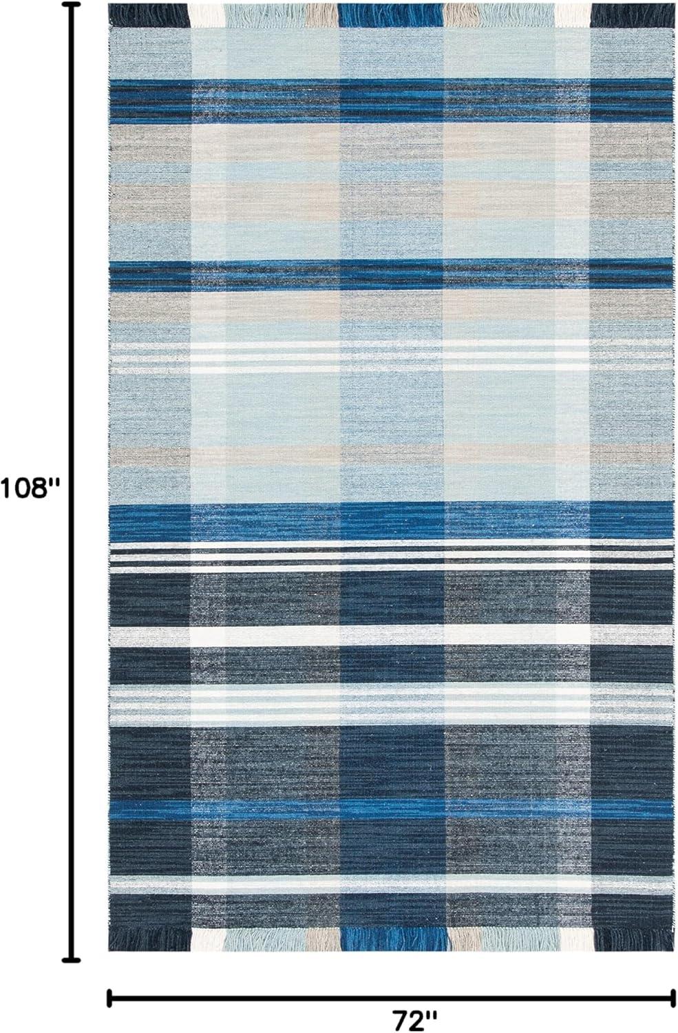 Handmade Gray Stripe Wool 6' x 9' Flat Woven Area Rug