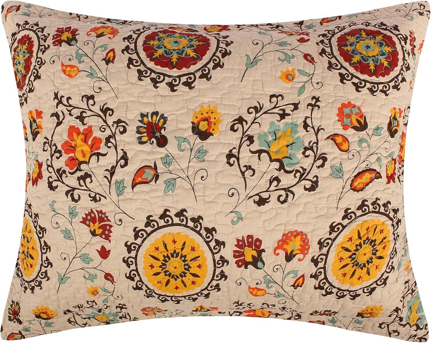 Andorra Sham Standard Floral Design 20in x 26in Multicolor by Greenland Home Fashion