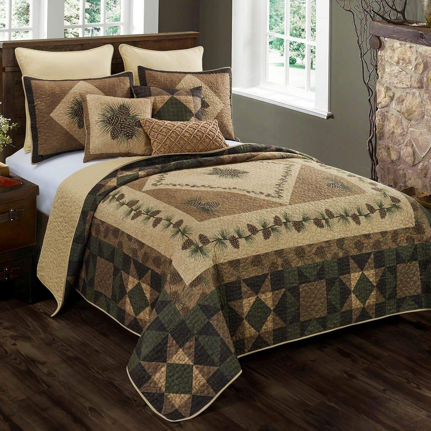 Rustic Brown Reversible Microfiber Full Quilt Set