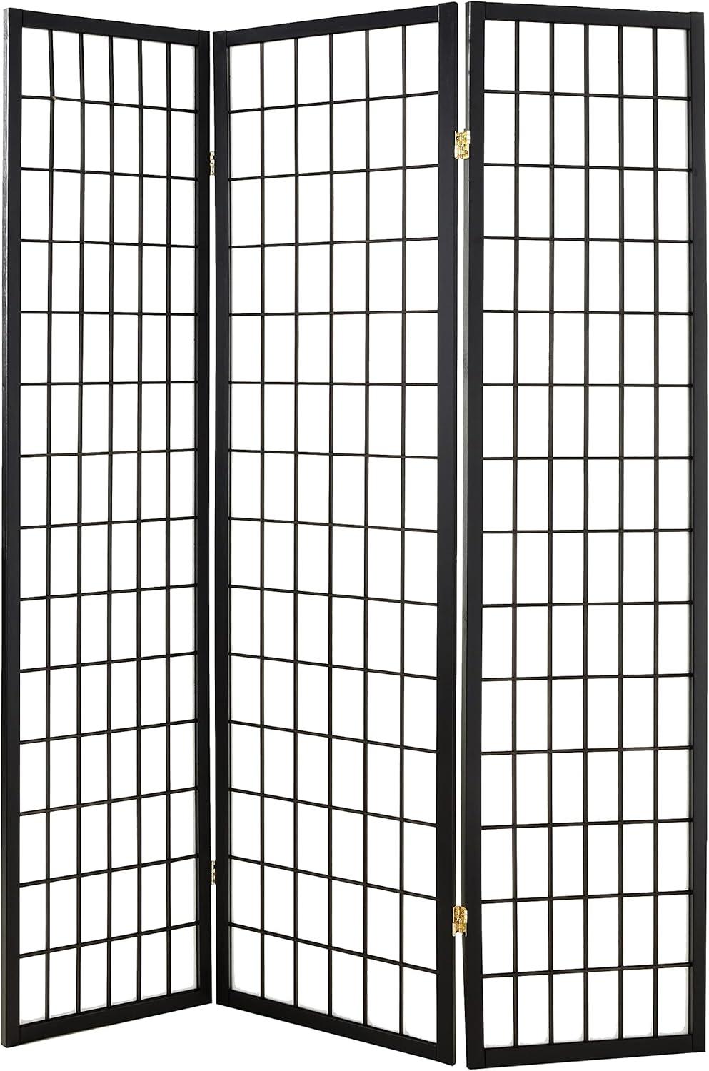 Black and White 3-Panel Shoji Folding Room Divider