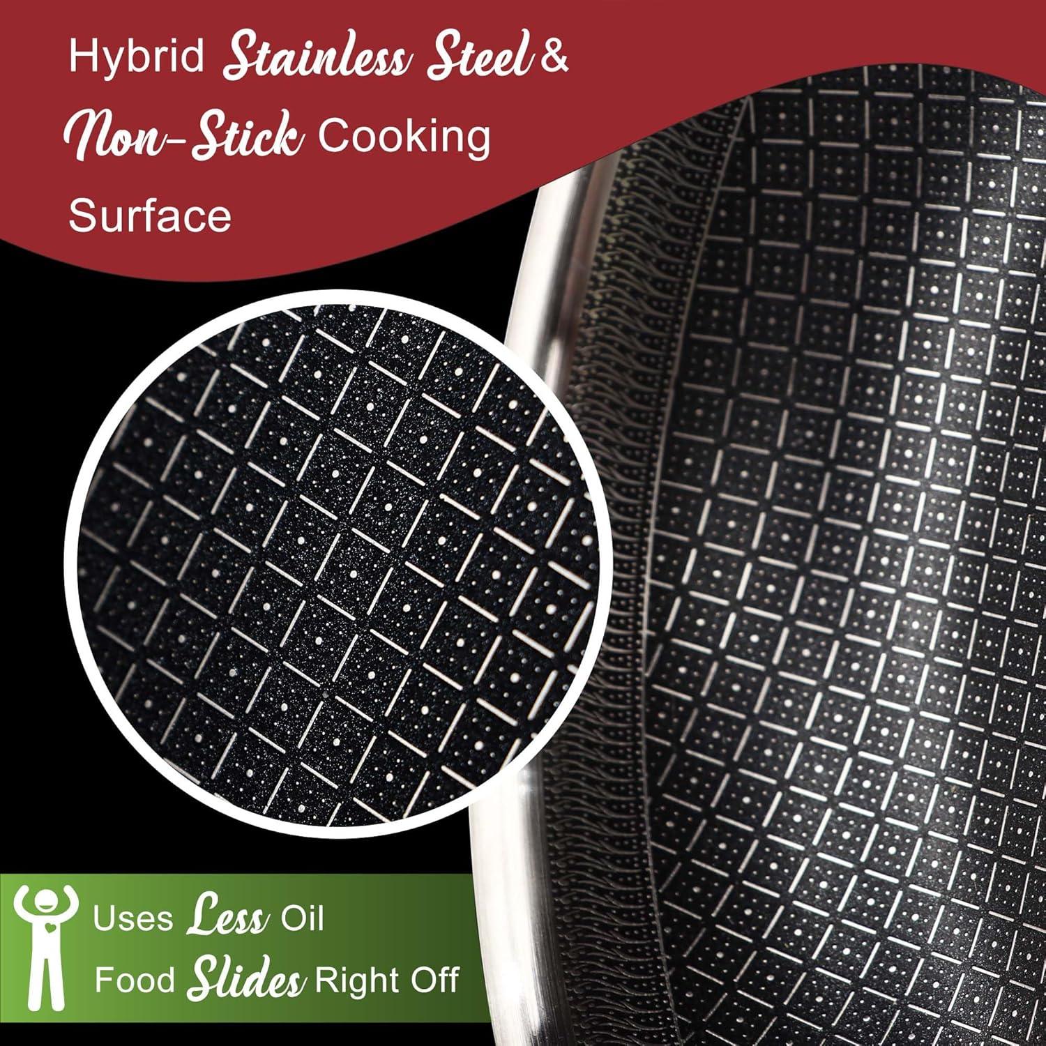 Brentwood 3-Ply Hybrid Non-Stick Stainless Steel Induction-Ready Frying Pan (11 In.) in Silver