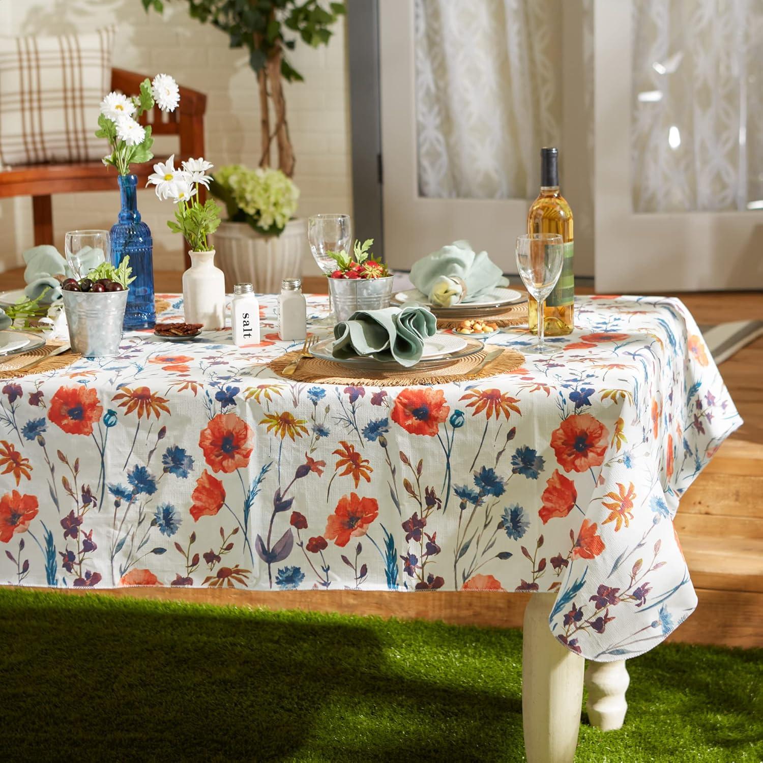 Spring Garden Floral Vinyl Rectangular Tablecloth 60x102