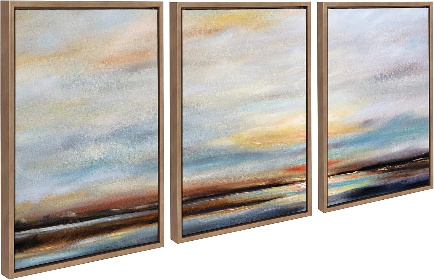 (Set of 3) 18" x 24" Sylvie Carolina Sunset Framed Canvas by Mary Sparrow Gold - Kate & Laurel All Things Decor