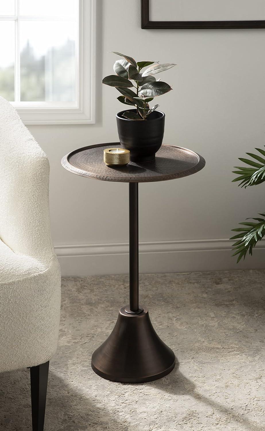 Kate and Laurel Sanzo Round Metal Side Table, 15x15x24, Bronze
