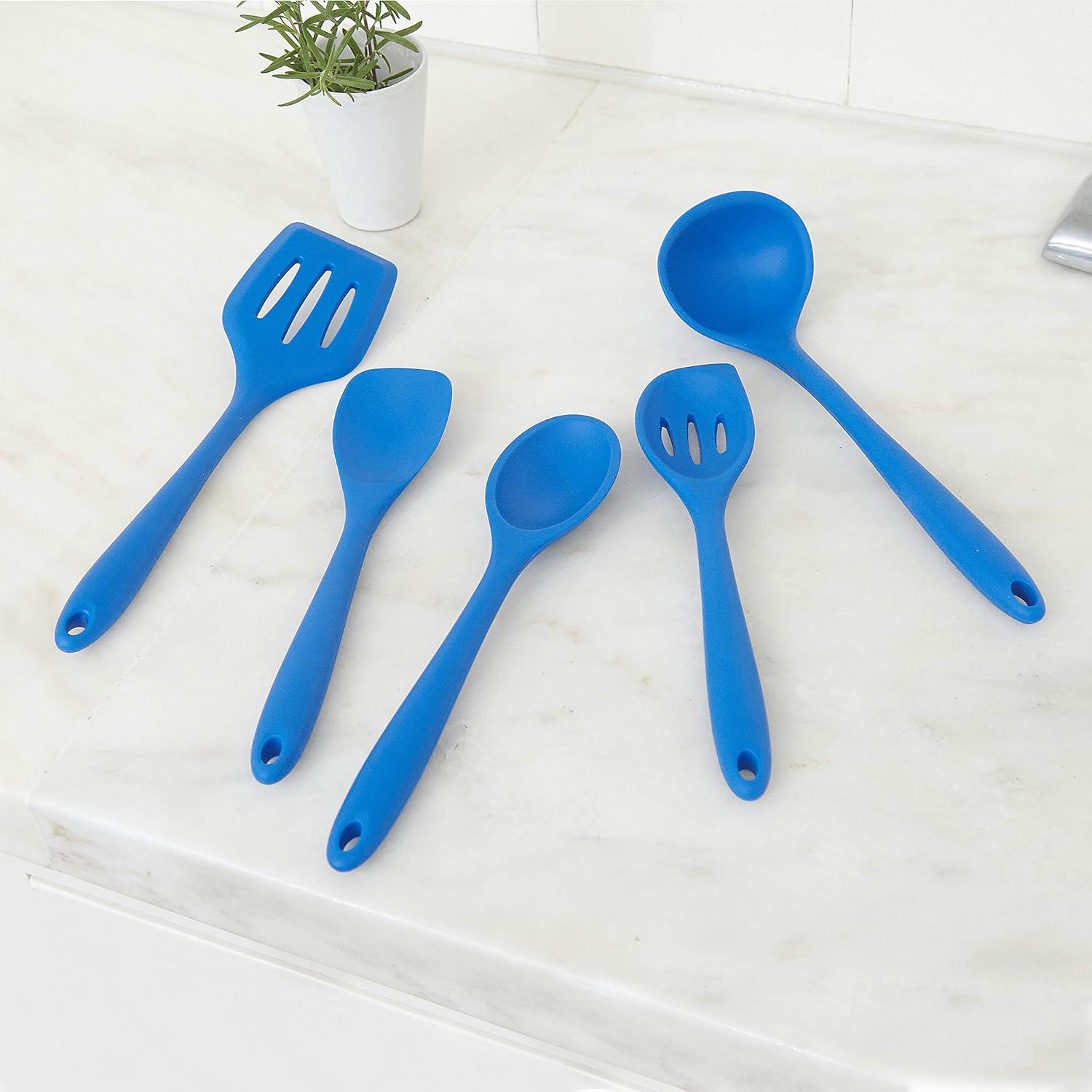 Better Houseware 3500/B 5-Piece Silicone Cooking Utensils (Blue)