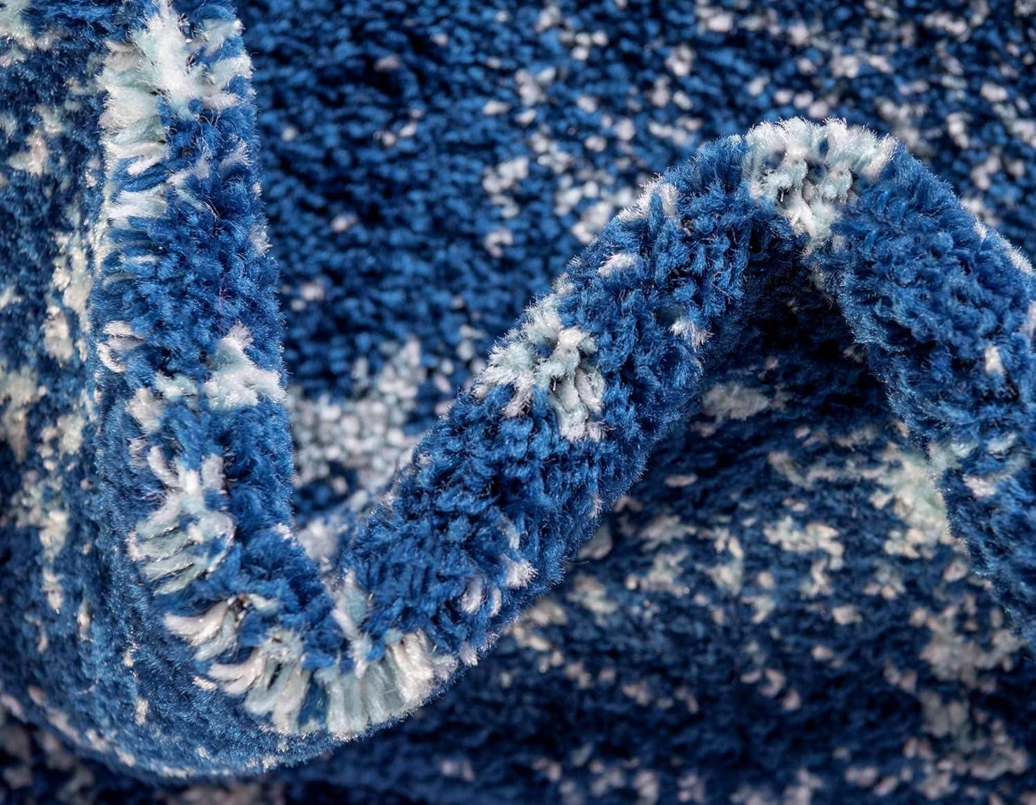 Unique Loom Bromley Collection Area Rug - Wells (7' 1" x 10' Rectangle, Navy Blue/ Ivory)