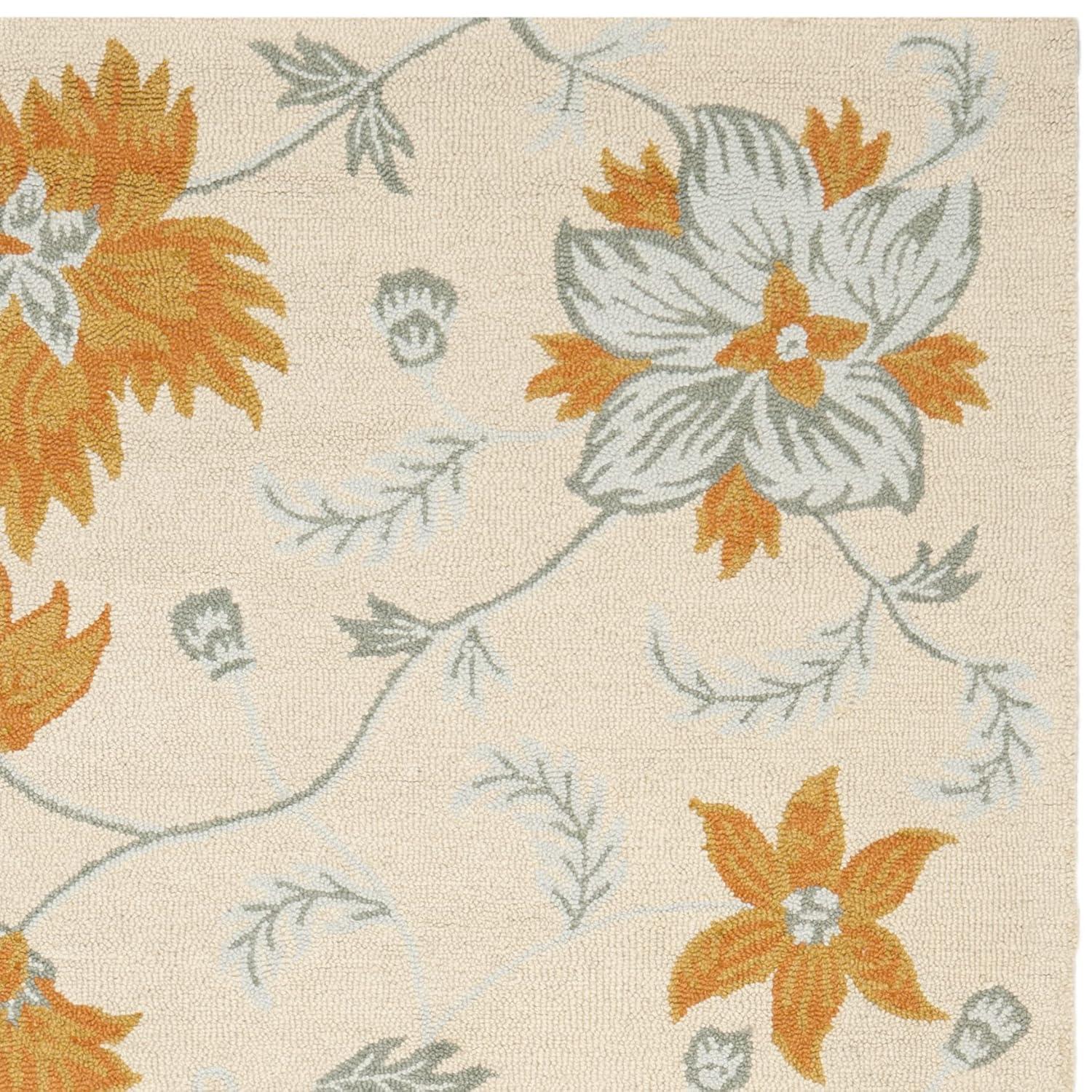 SAFAVIEH Blossom Rana Floral Flowers Wool Runner Rug, Ivory/Multi, 2'3" x 8'