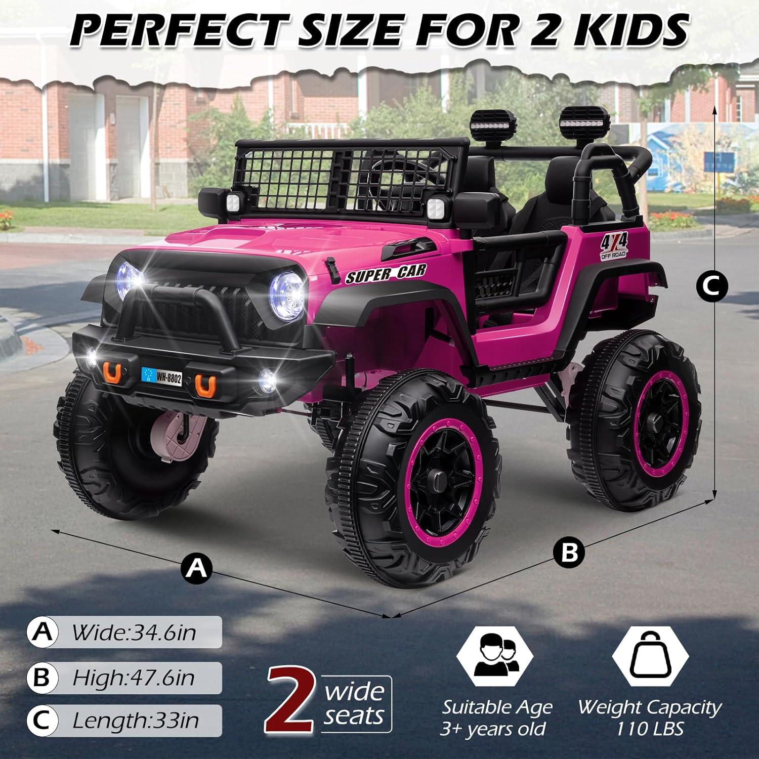 24V Pink 2-Seater Kids Ride-On SUV with Remote Control