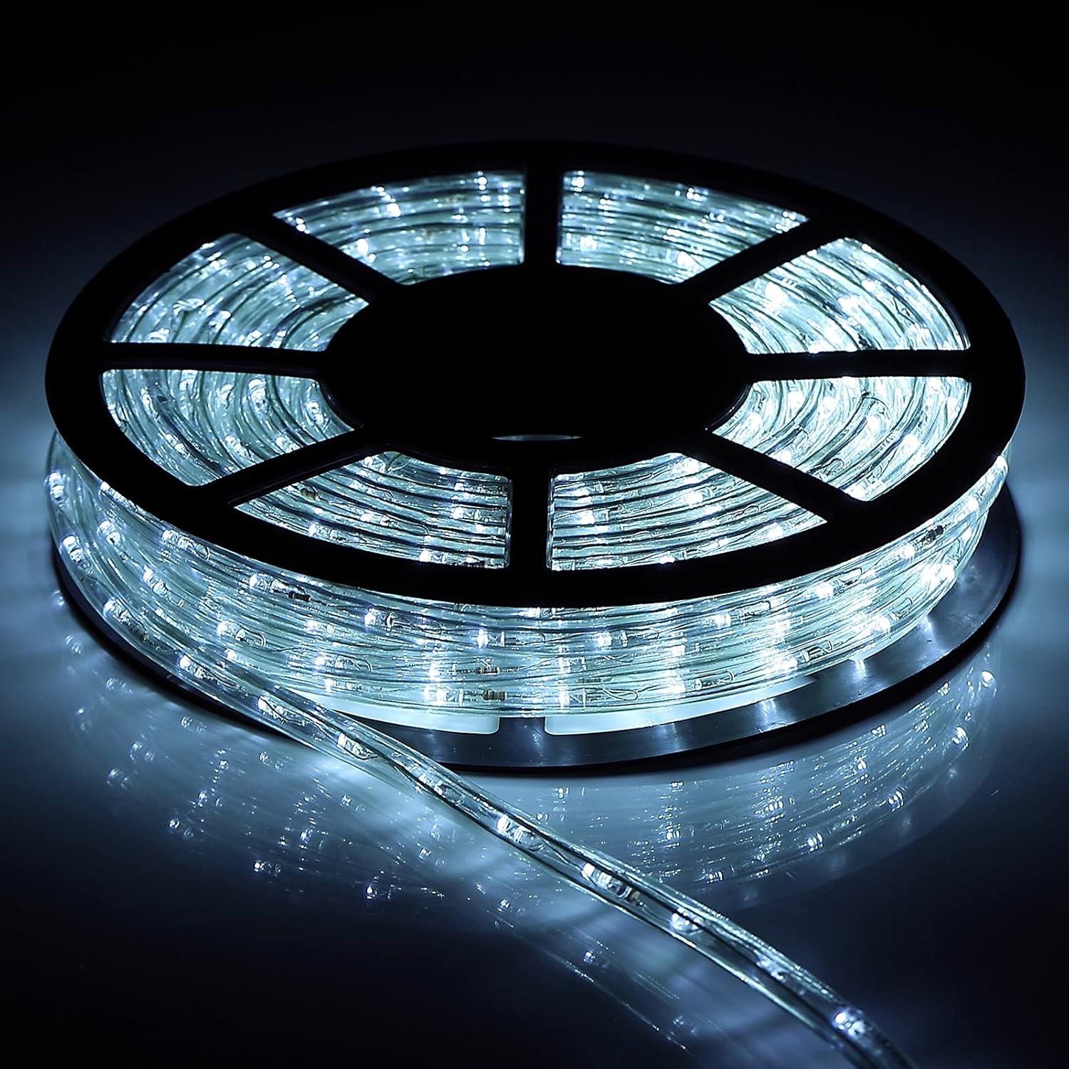 50Ft Led Rope Lights Outdoor, LED Strip Lights Outdoor Waterproof Decorative Lighting for Indoor/Outdoor, Deck, Eaves, Backyards Garden, Stairs Balcony Christmas Decoration(Warm White)