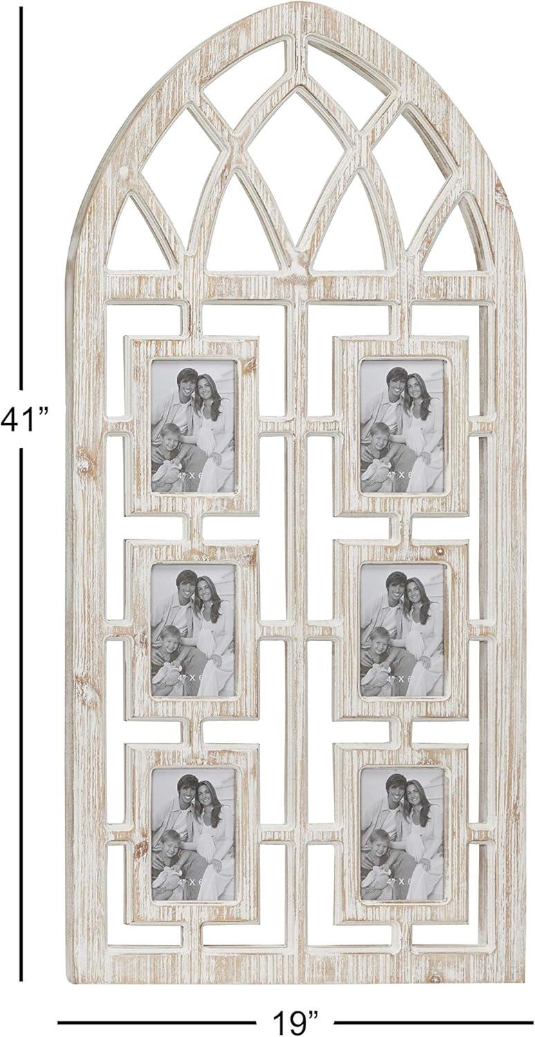 Whitewashed Vintage Cathedral Arch Wood Photo Frame 19" x 41"