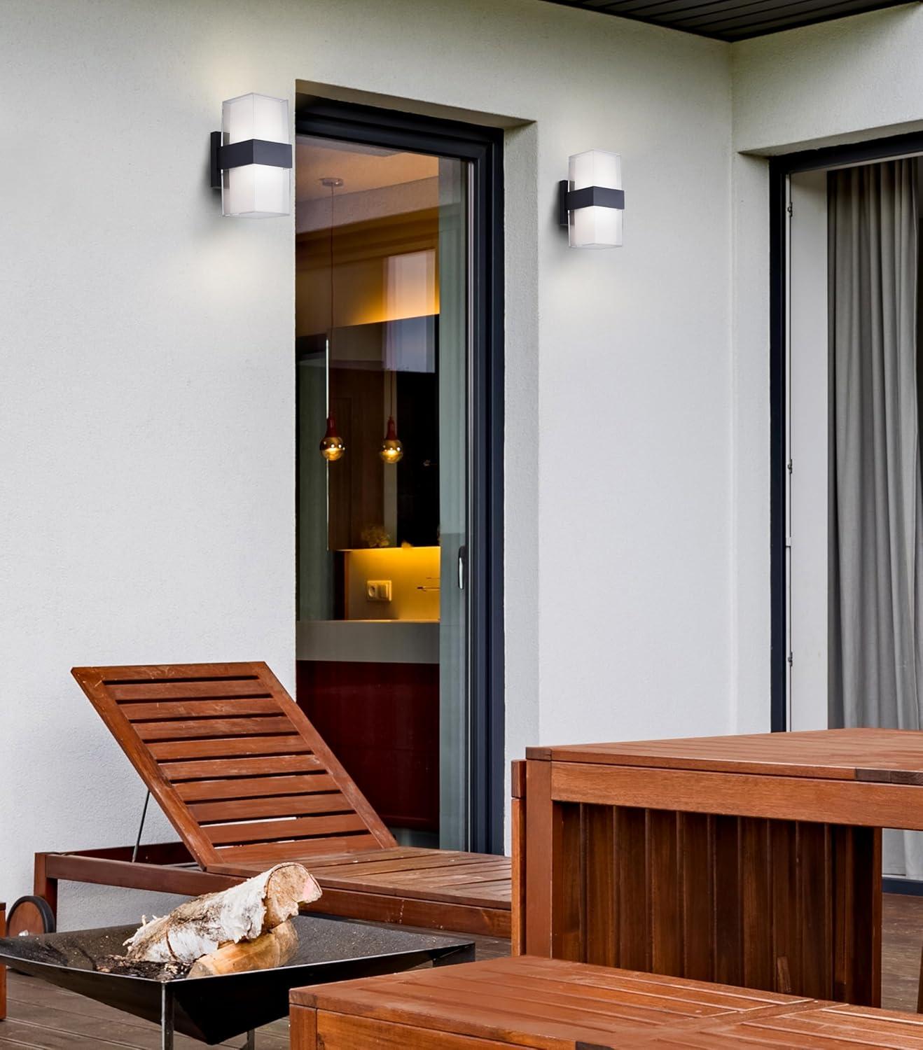 Black Modern LED Outdoor Lantern Wall Sconce