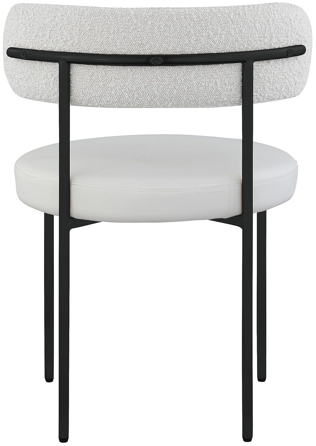 Beacon Cream Boucle Fabric Dining Chair with Black Metal Frame, Set of 2