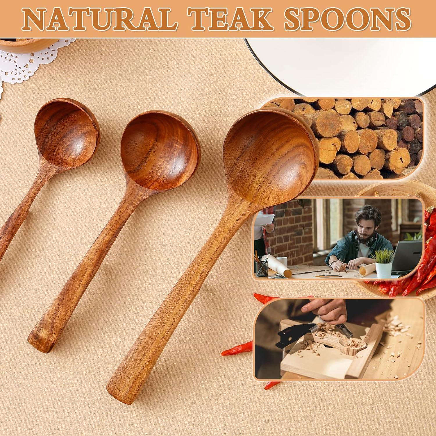 Wooden Spoons for Cooking, 10 Pcs Teak Wood Cooking Utensil Set ‚ Wooden Kitchen Utensils for Nonstick Pans & Cookware ‚ Sturdy, Lightweight & Heat Resistant