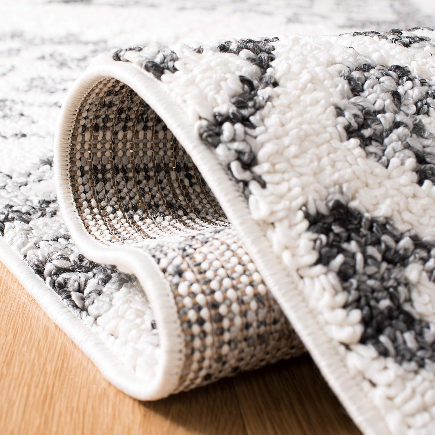 Moroccan Tassel Shag MTS652 Power Loomed Indoor Area Rug - Ivory/Grey - 8'x10' - Safavieh