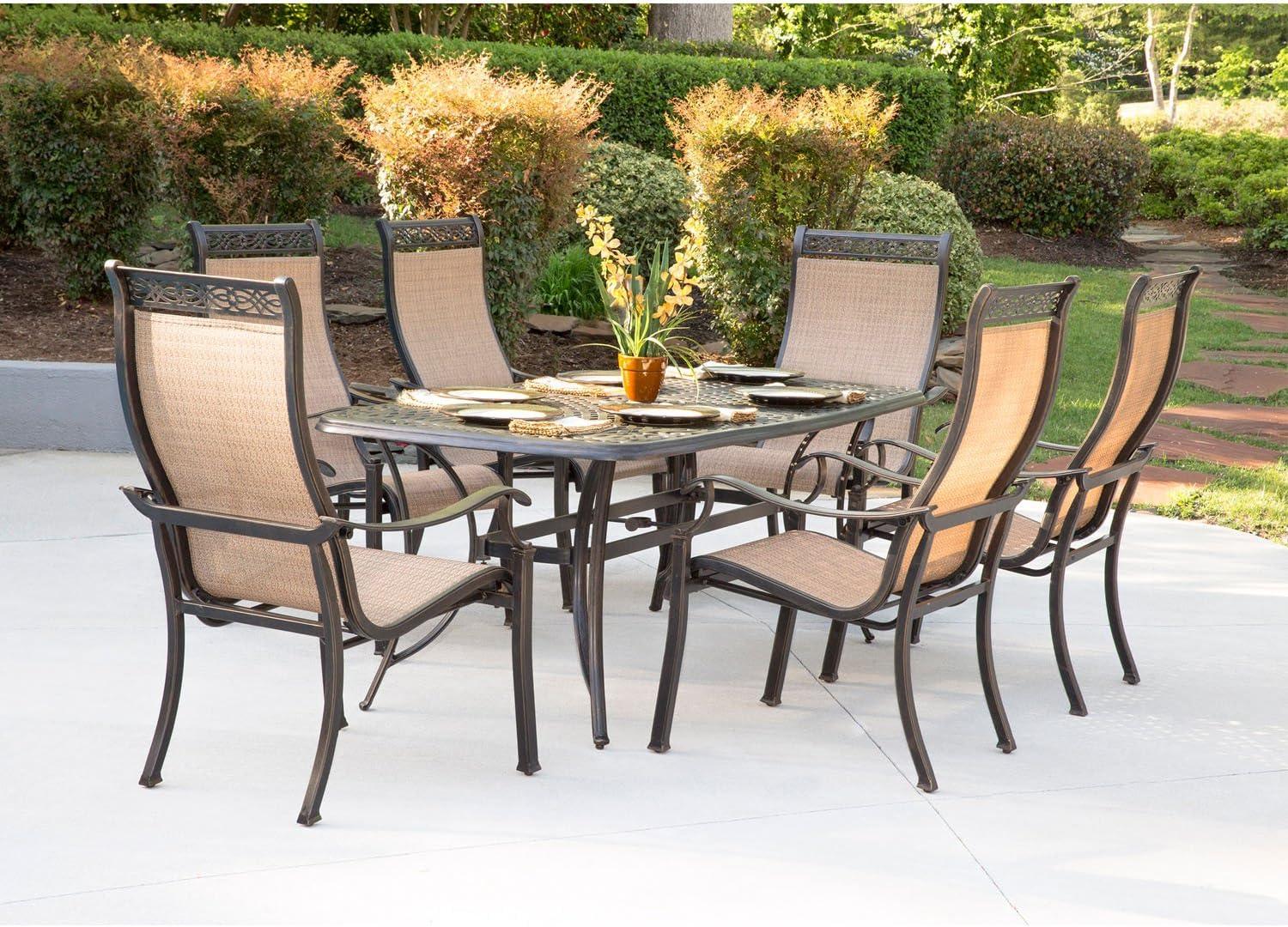 Manor Tan and Bronze 7-Piece Aluminum Outdoor Dining Set