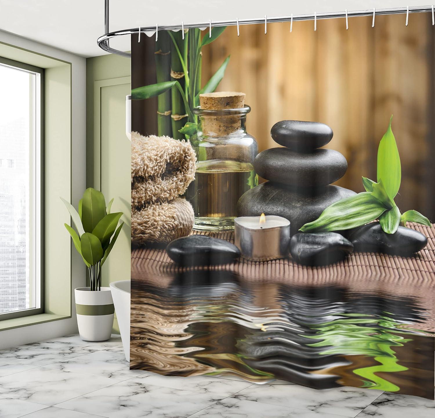 Spa Mixed Shower Curtain with Hooks Included