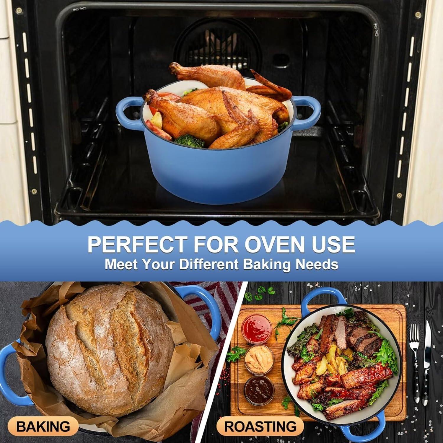 SPECIALTY FLOORING INC Dutch Oven,Enameled Cast Iron Dutch Oven Cooking Pot With Lid & Dual Handles, For Bread Baking Braising Stewing, Heavy Duty & Non Stick, Oven & All Stovetops Safe