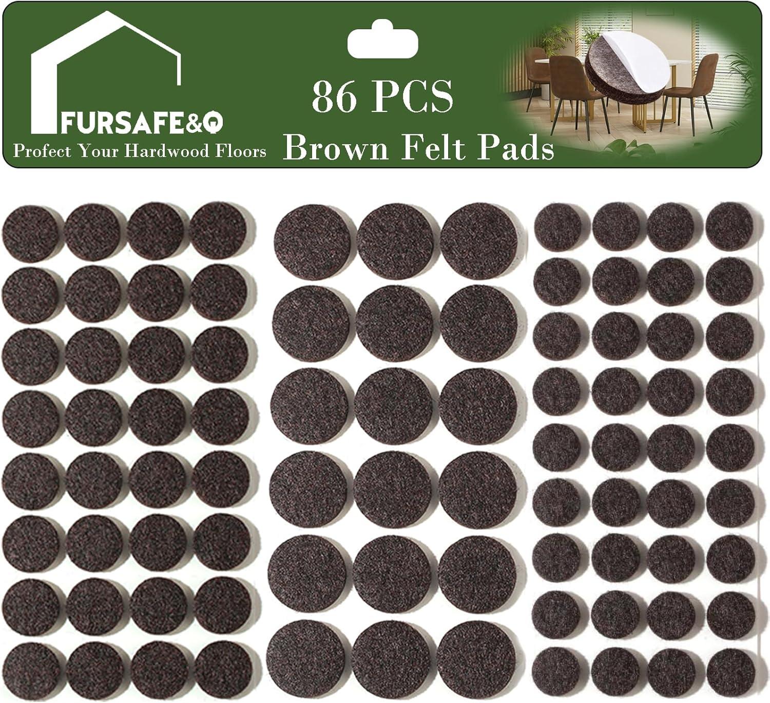 Fursafe&Q Felt Furniture Pads, Furniture Felt Pads for Hardwood Floors -Self Adhesive Chair Leg Floor Protectors, Protect from Nicks, Dents and Scratches, Chair Feet Protectors 136 Pcs Chair Feet