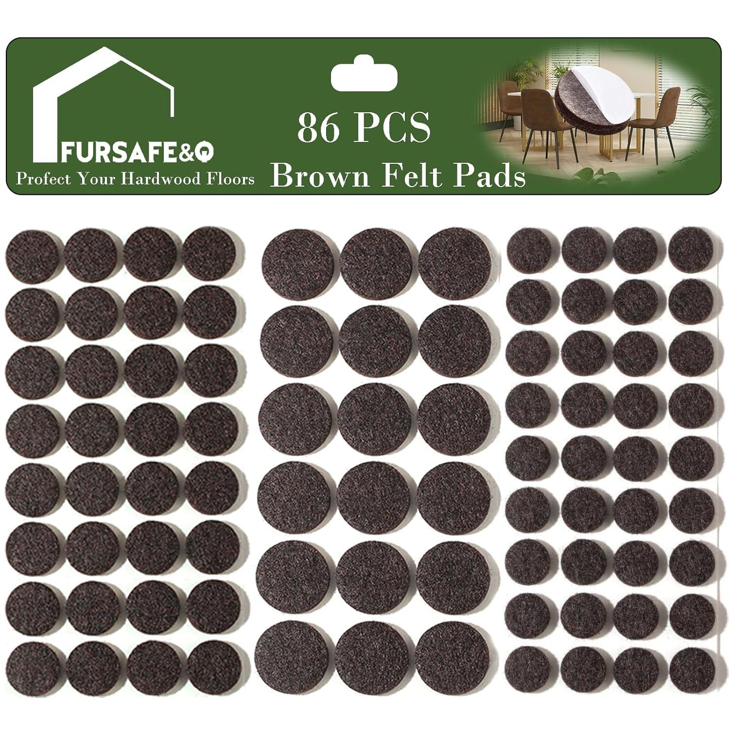 Fursafe&Q Felt Furniture Pads, Furniture Felt Pads for Hardwood Floors -Self Adhesive Chair Leg Floor Protectors, Protect from Nicks, Dents and Scratches, Chair Feet Protectors 136 Pcs Chair Feet
