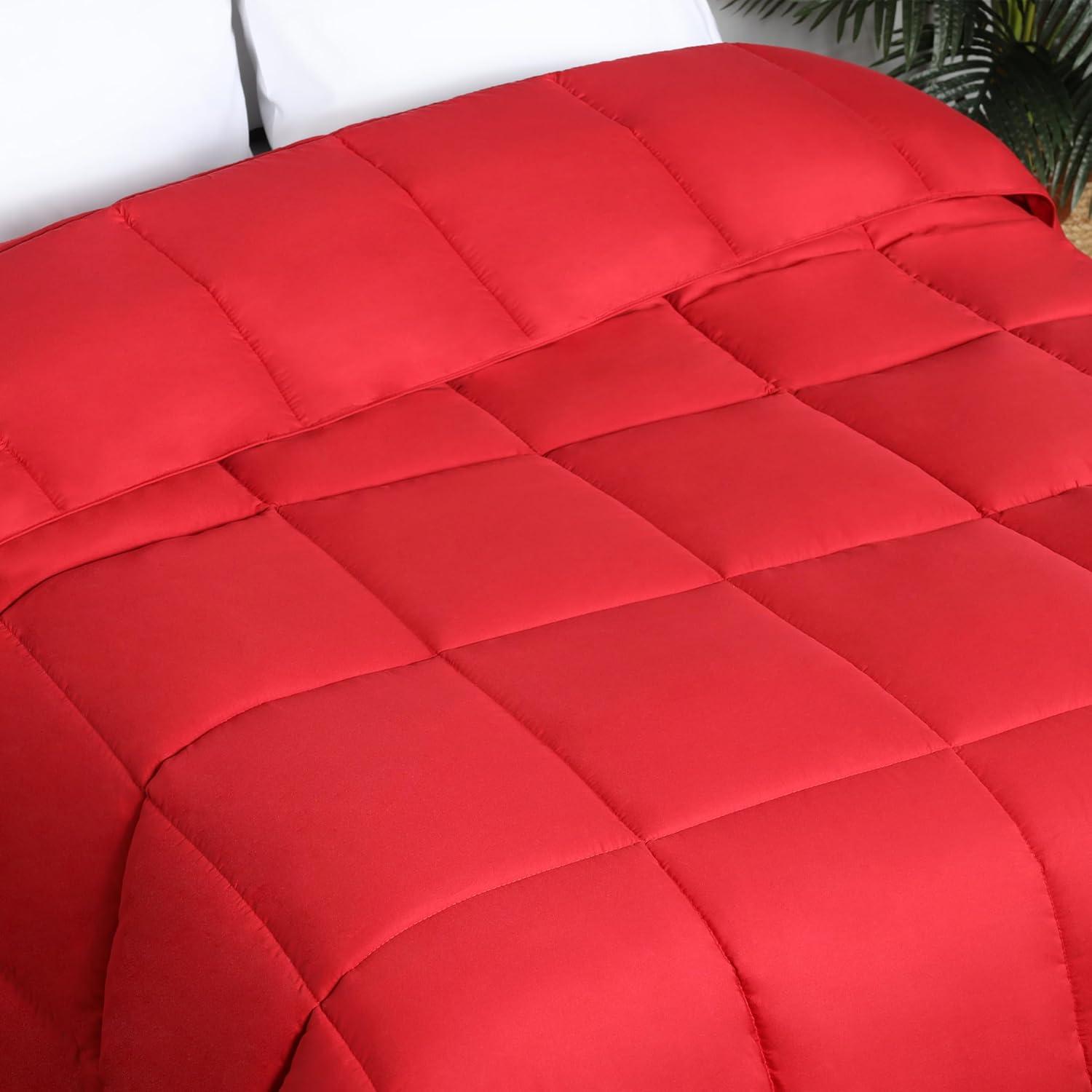 Twin Red Microfiber Reversible Comforter with Down Alternative Fill