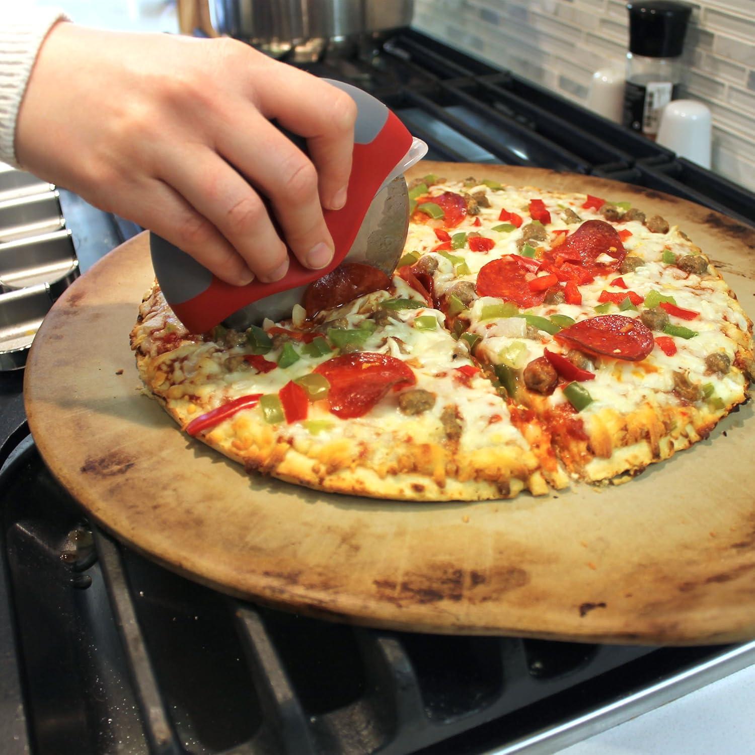 Jokari Red and Gray Stainless Steel Pizza Cutter with Safety Cover