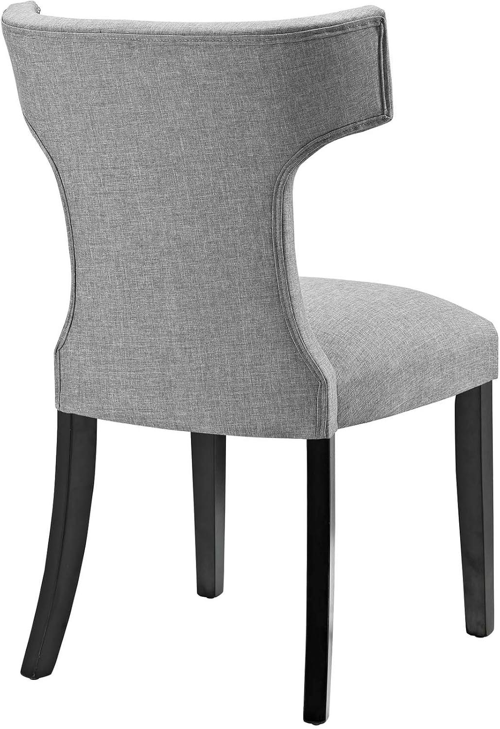 Light Gray Upholstered Wood Side Chair with Nailhead Trim