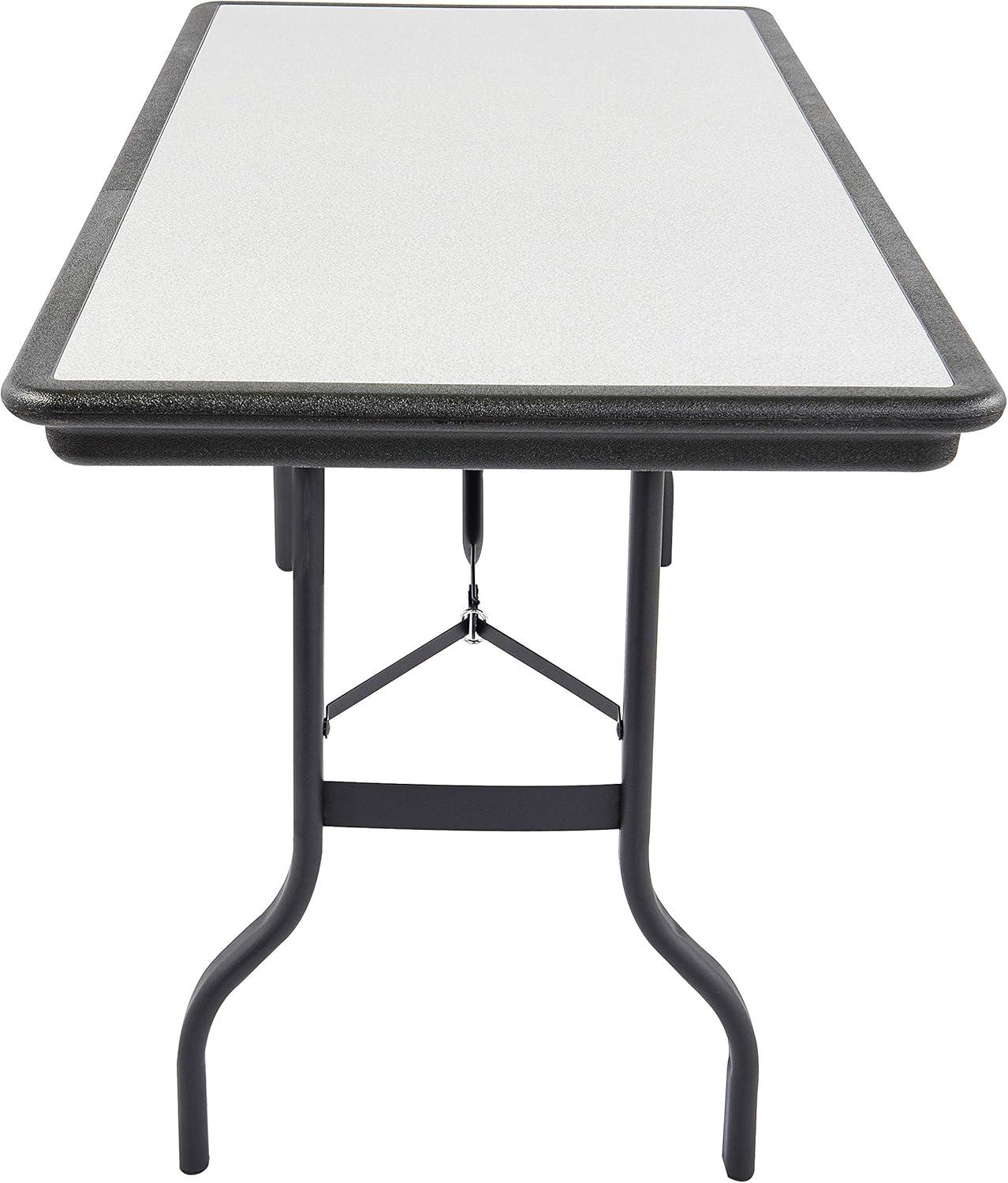 Iceberg IndestrucTable Folding Table Rectangle Top - 96" Table Top Length x 30" Table Top Width - 29" Height - Black, Granite, Powder Coated - Polyethylene, Resinite