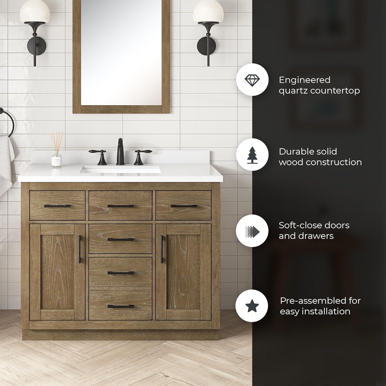 OVE Decors Bailey 42" Single Bathroom Vanity with Premium Countertop