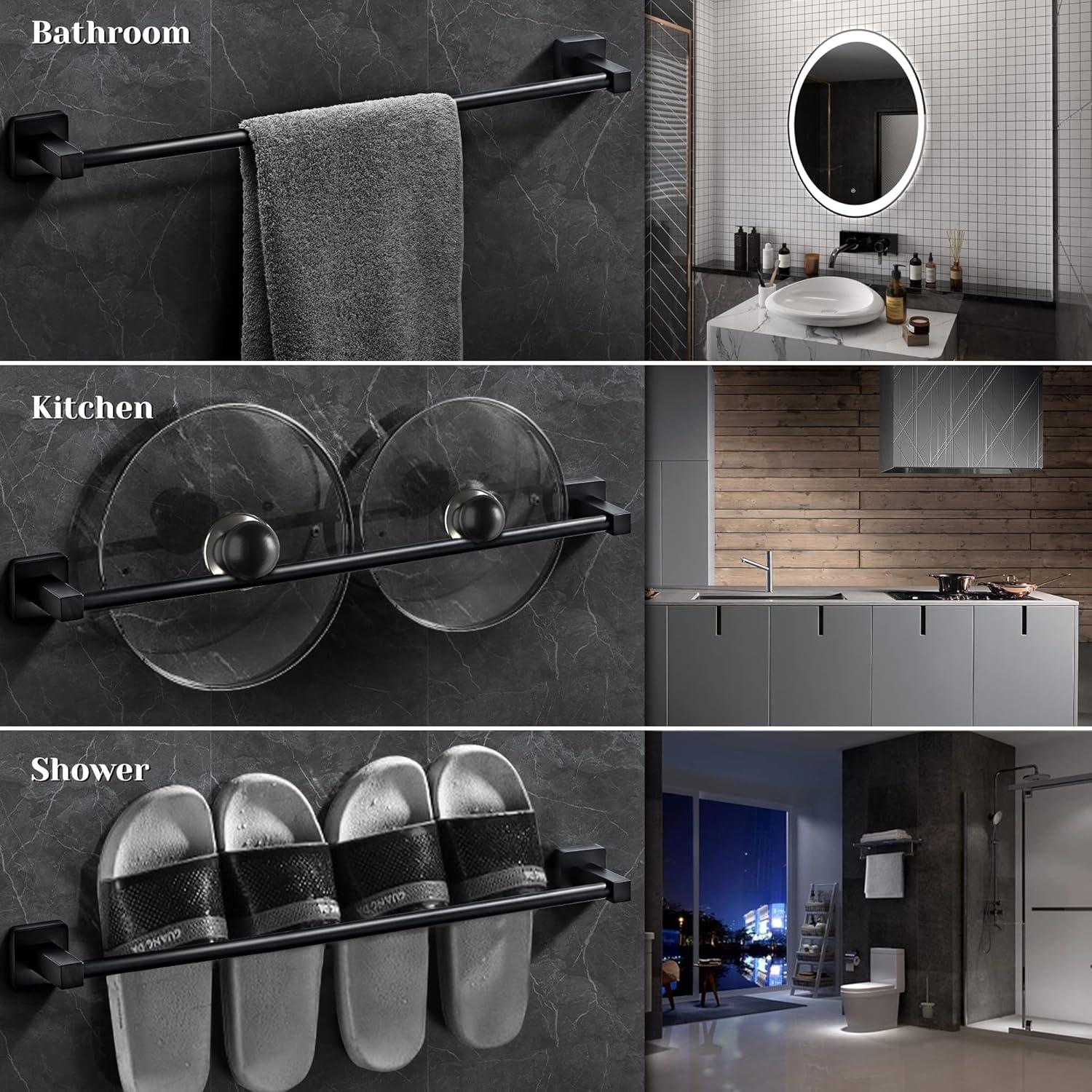 Delta Ara 24 in. Wall Mount Towel Bar Bath Hardware Accessory in Matte Black 77524-BL