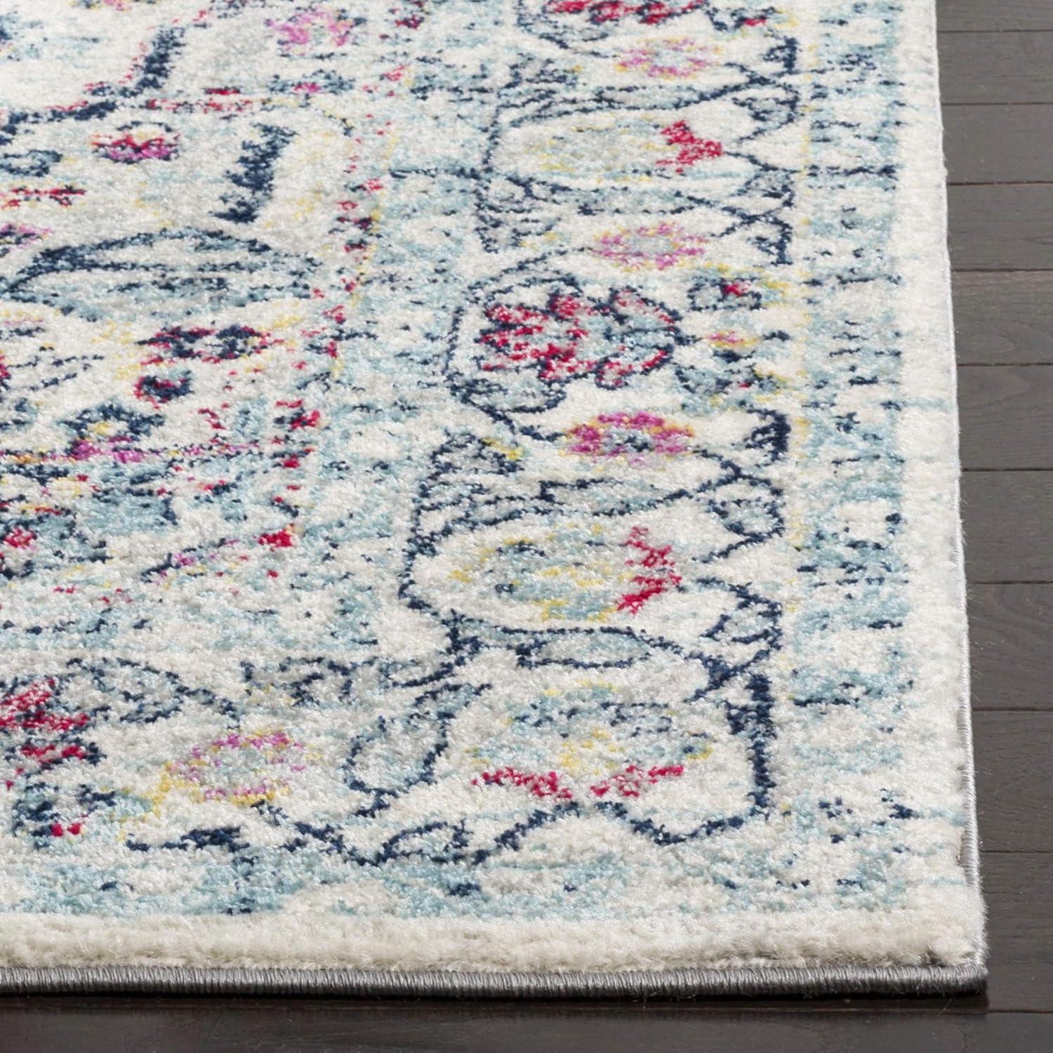 SAFAVIEH Madison Hildred Floral Bordered Area Rug, Navy/Fuchsia, 6' x 9'