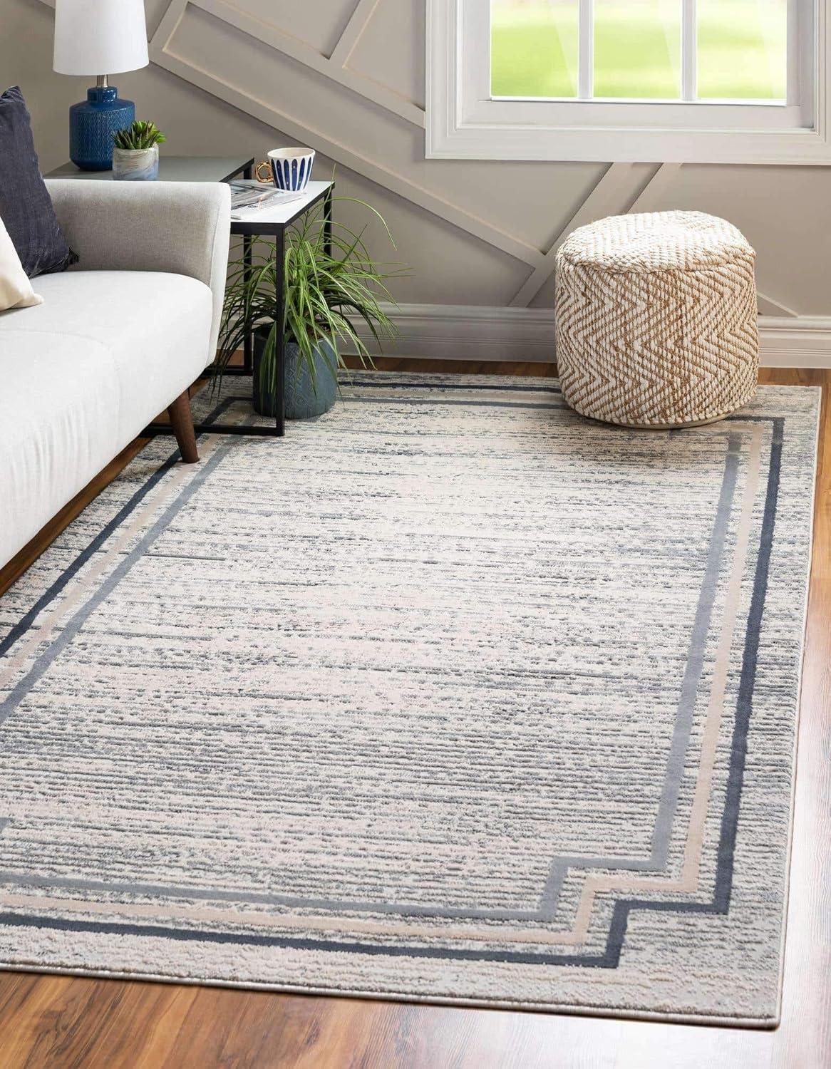 Unique Loom Oasis Collection Area Rug - Fountain (6'  x 9' Rectangle Gray/Ivory)