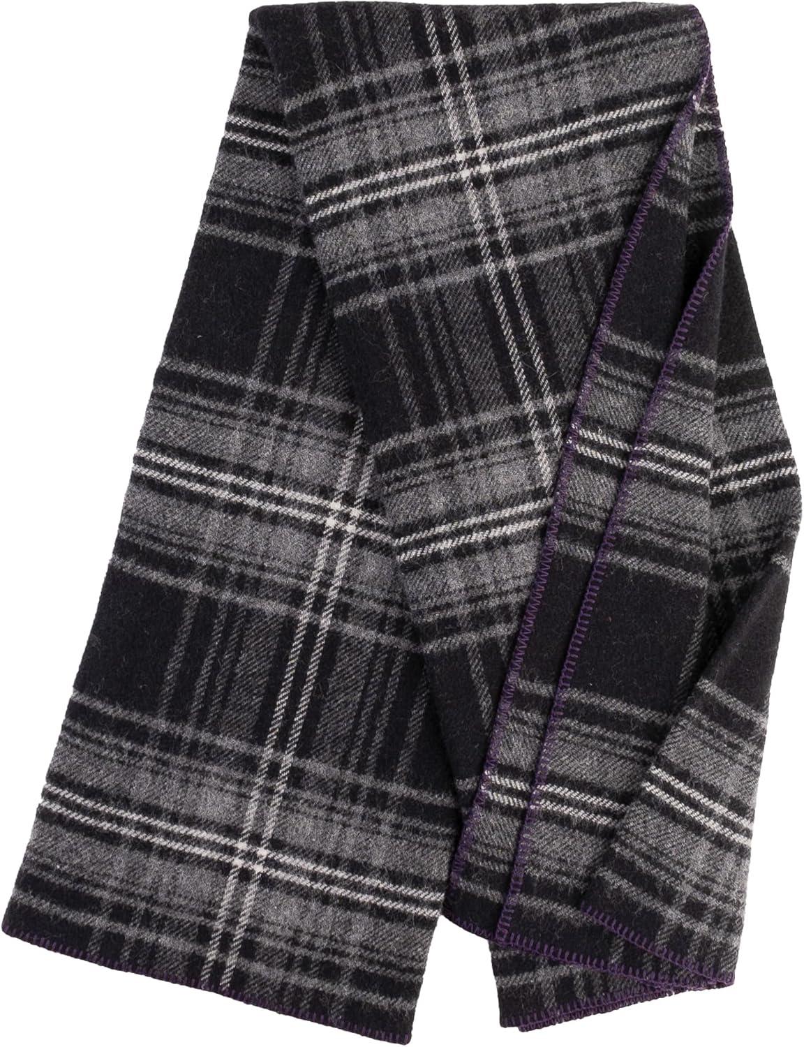 Extra-Large Black and Gray Wool Tartan Throw Blanket